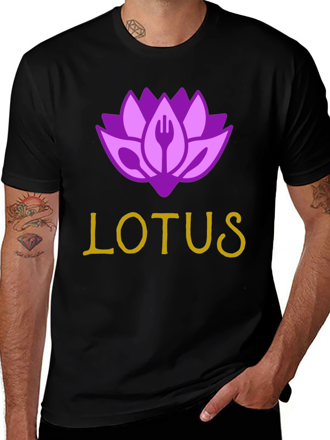 Lotus Restaurant T-Shirt - Black Cotton Blend