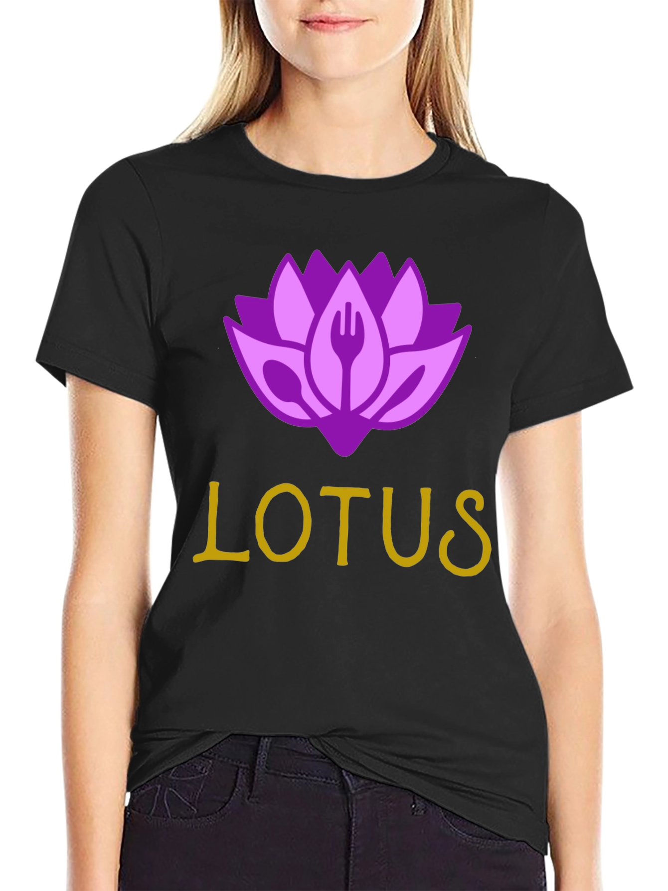 Lotus Restaurant T-Shirt - Black Cotton Blend