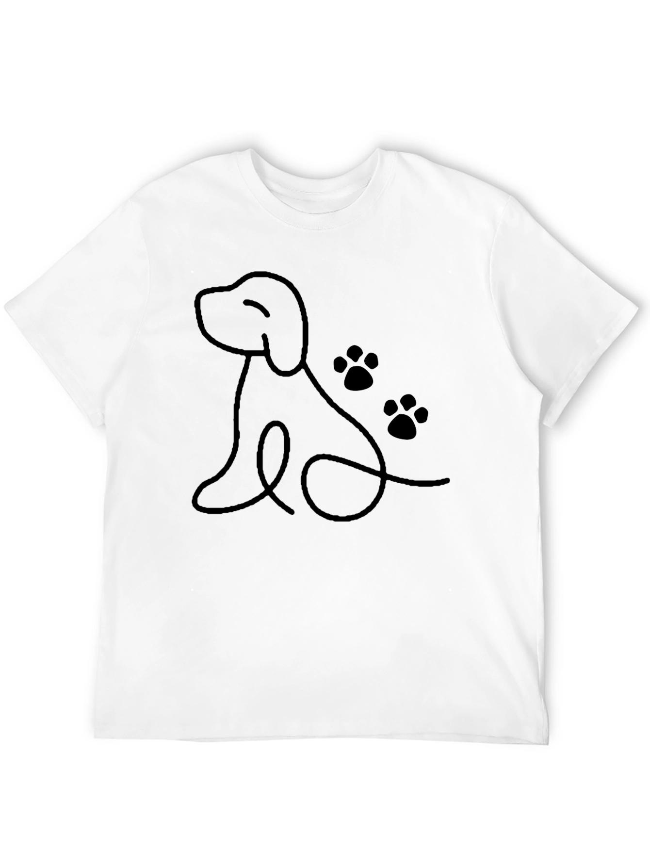 Dog Line Art T-Shirt - Casual Black Tee