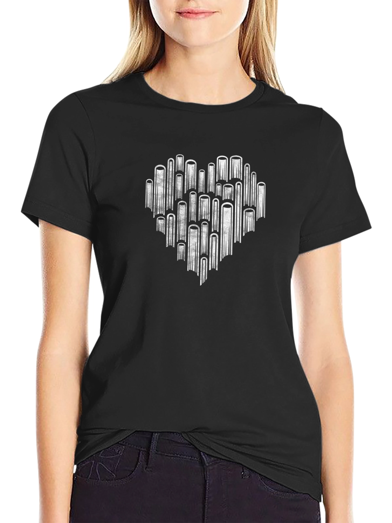 Heart Art Graphic Tee - Unique Design Black T-Shirt