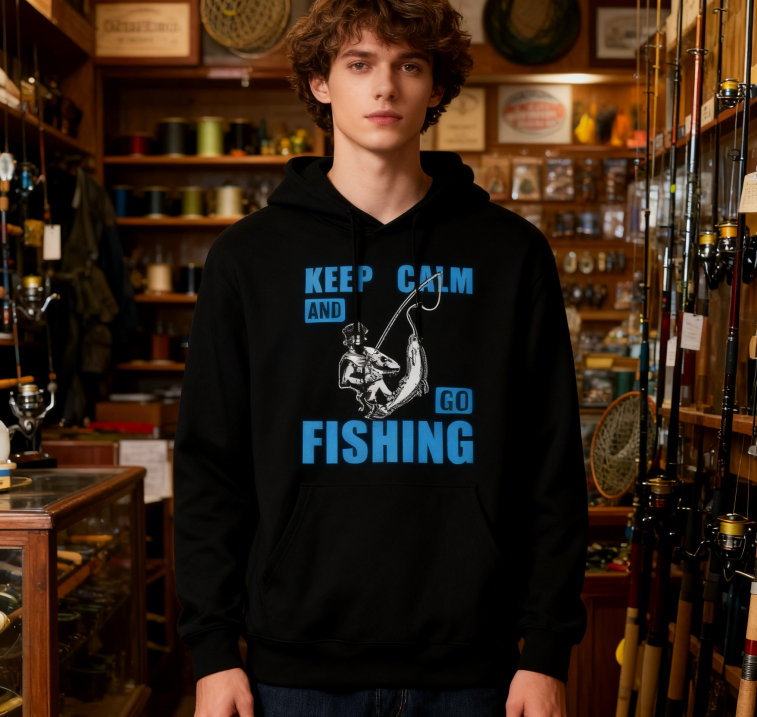Minimalist 'GO FISHING' Print Hoodie