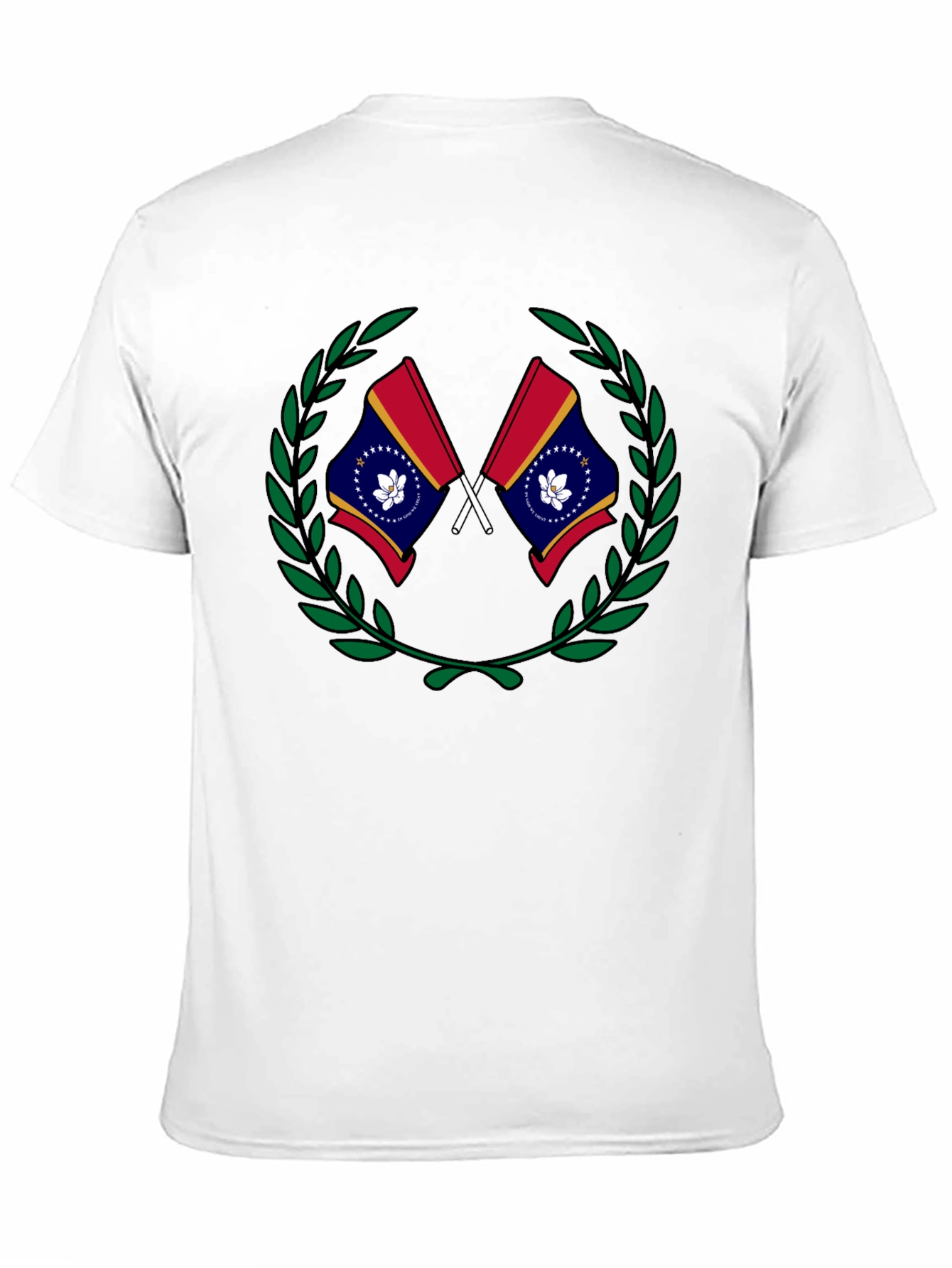 Mississippi Flag Laurel Wreath Black T-Shirt