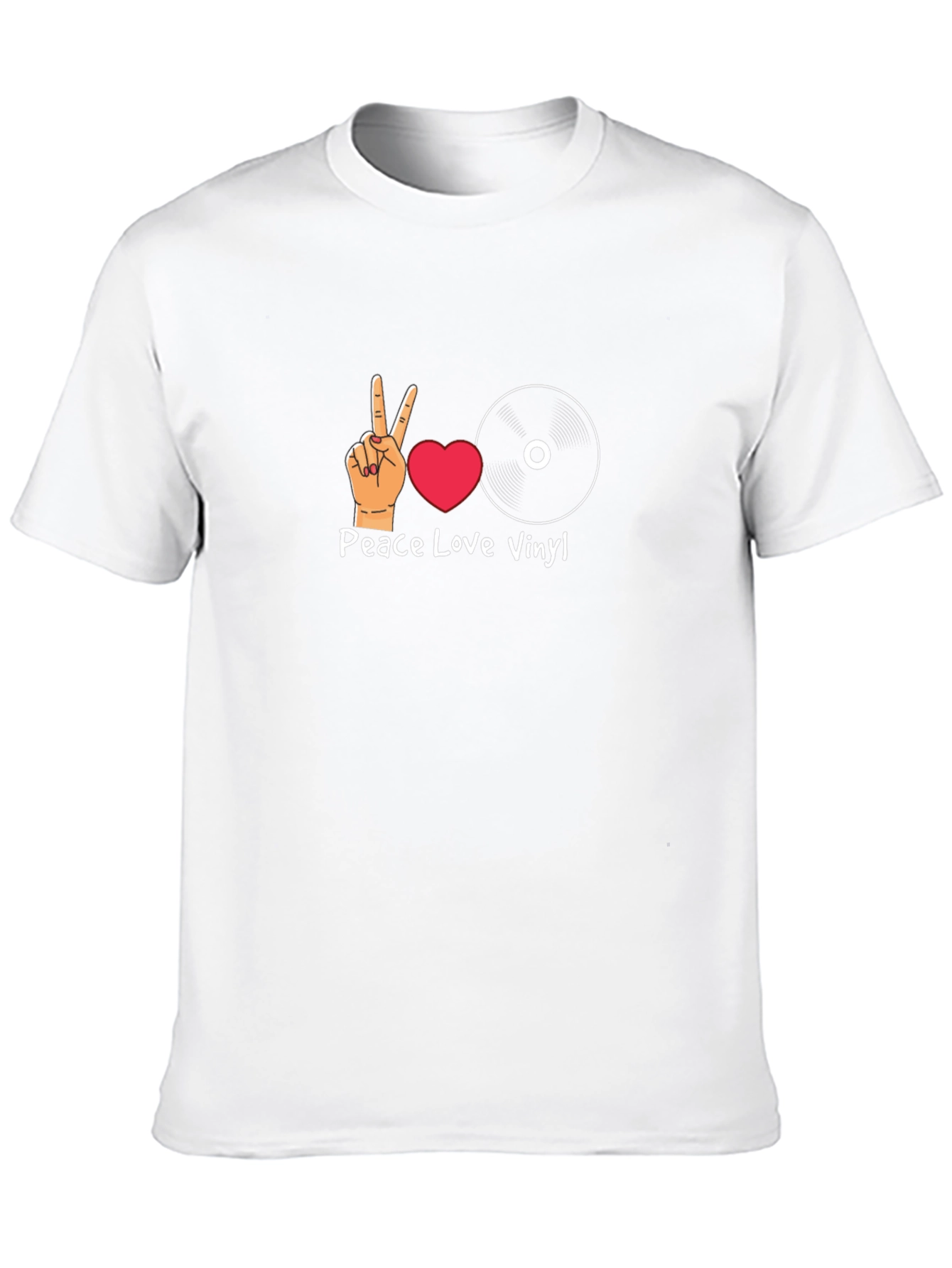 Peace Love Vinyl Graphic T-Shirt - Black