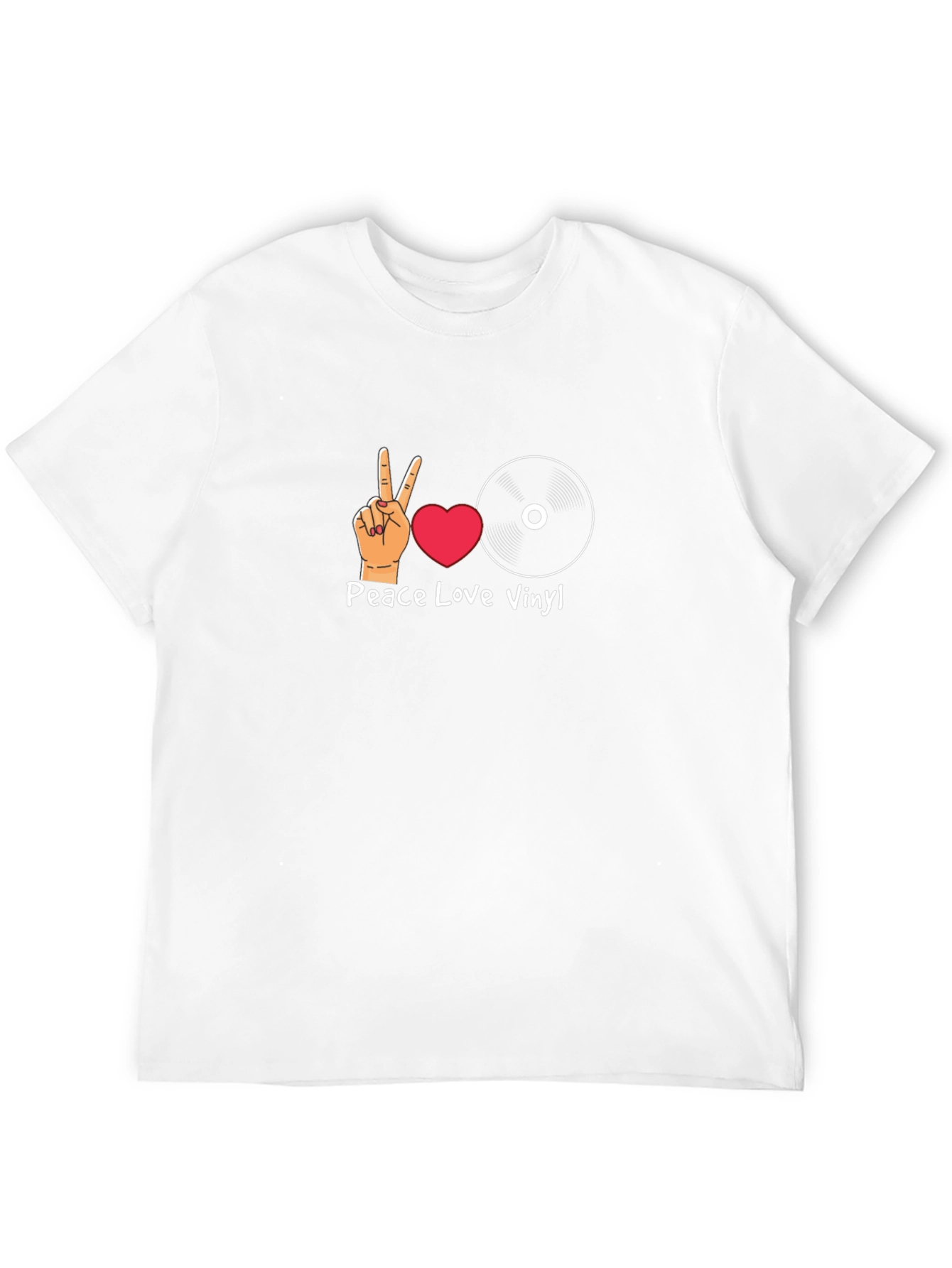 Peace Love Vinyl Graphic T-Shirt - Black