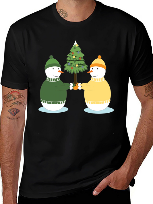 Festive Snowmen Christmas Tree Graphic Tee