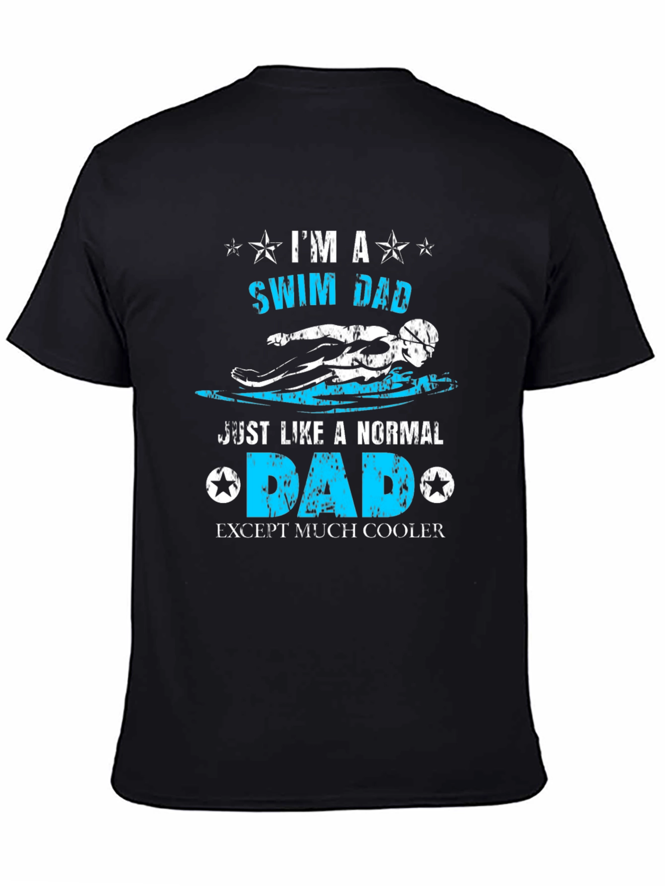 Swim Dad Black T-Shirt Cool Gift