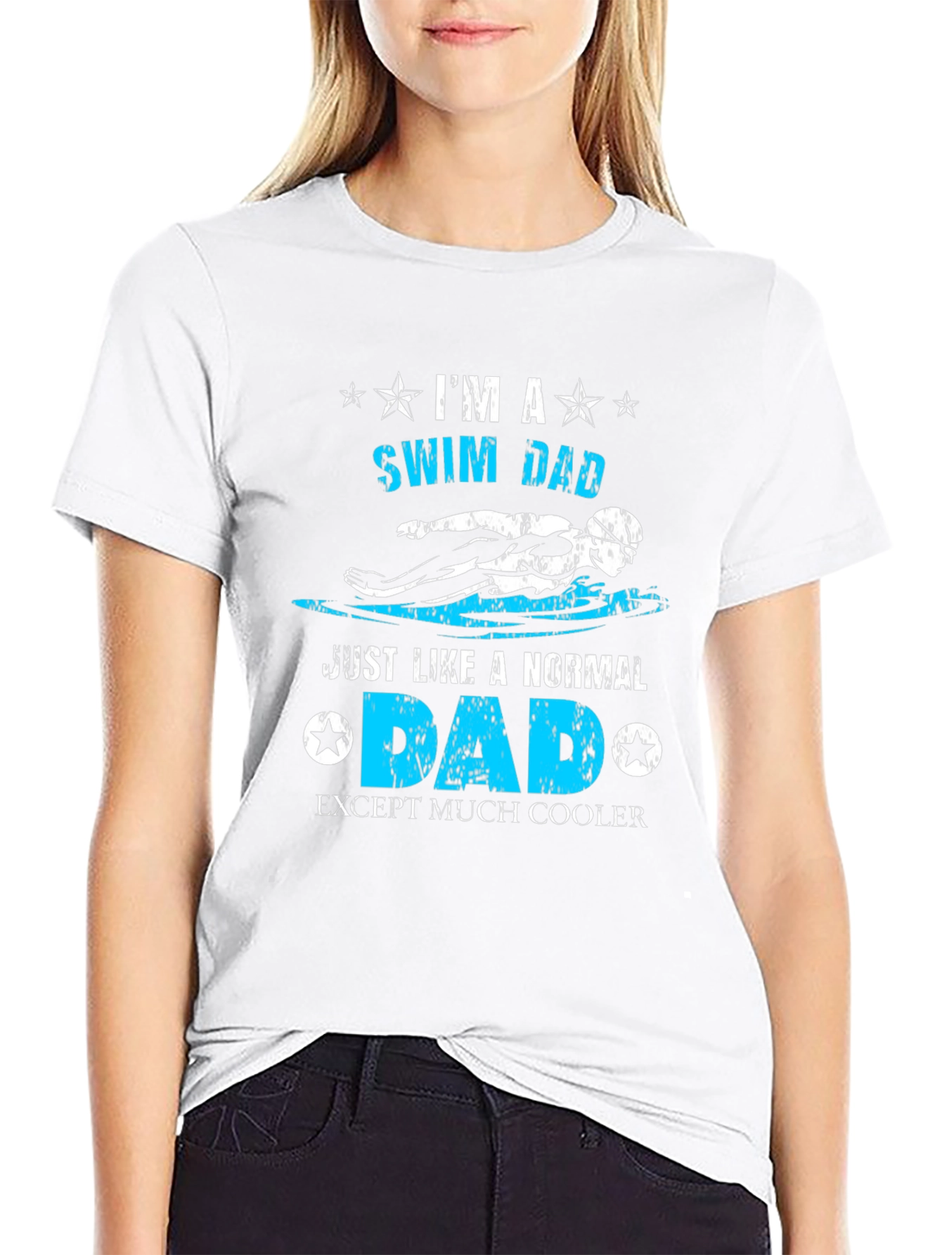 Swim Dad Black T-Shirt Cool Gift