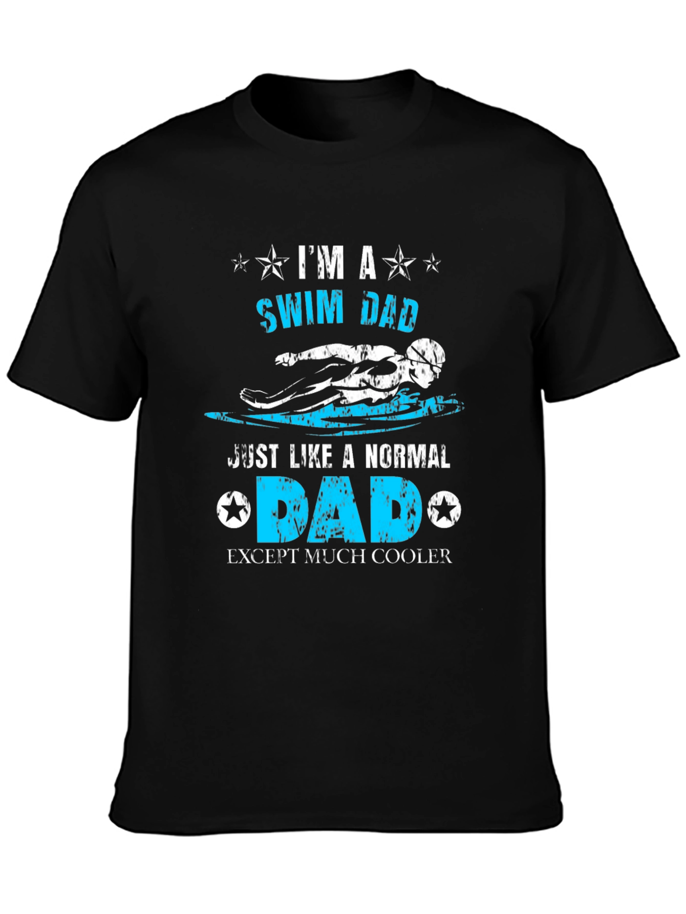 Swim Dad Black T-Shirt Cool Gift