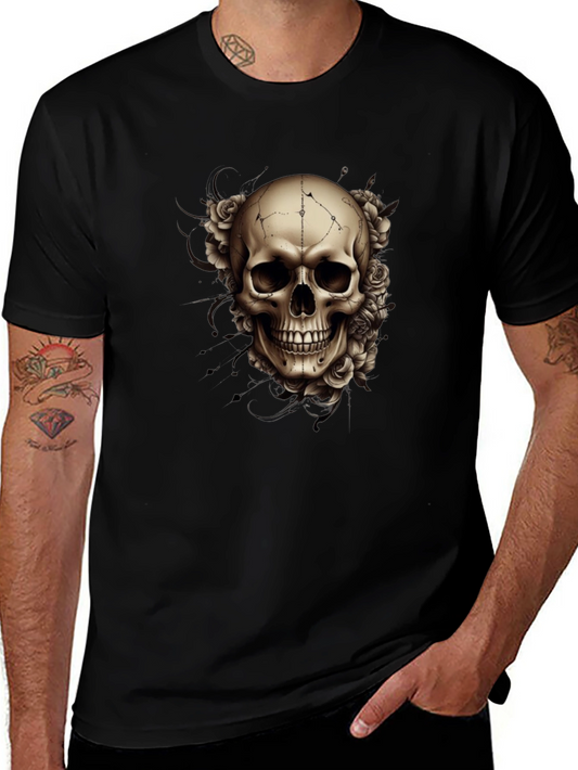 Skull & Roses Graphic Tee - Mens Black T-Shirt