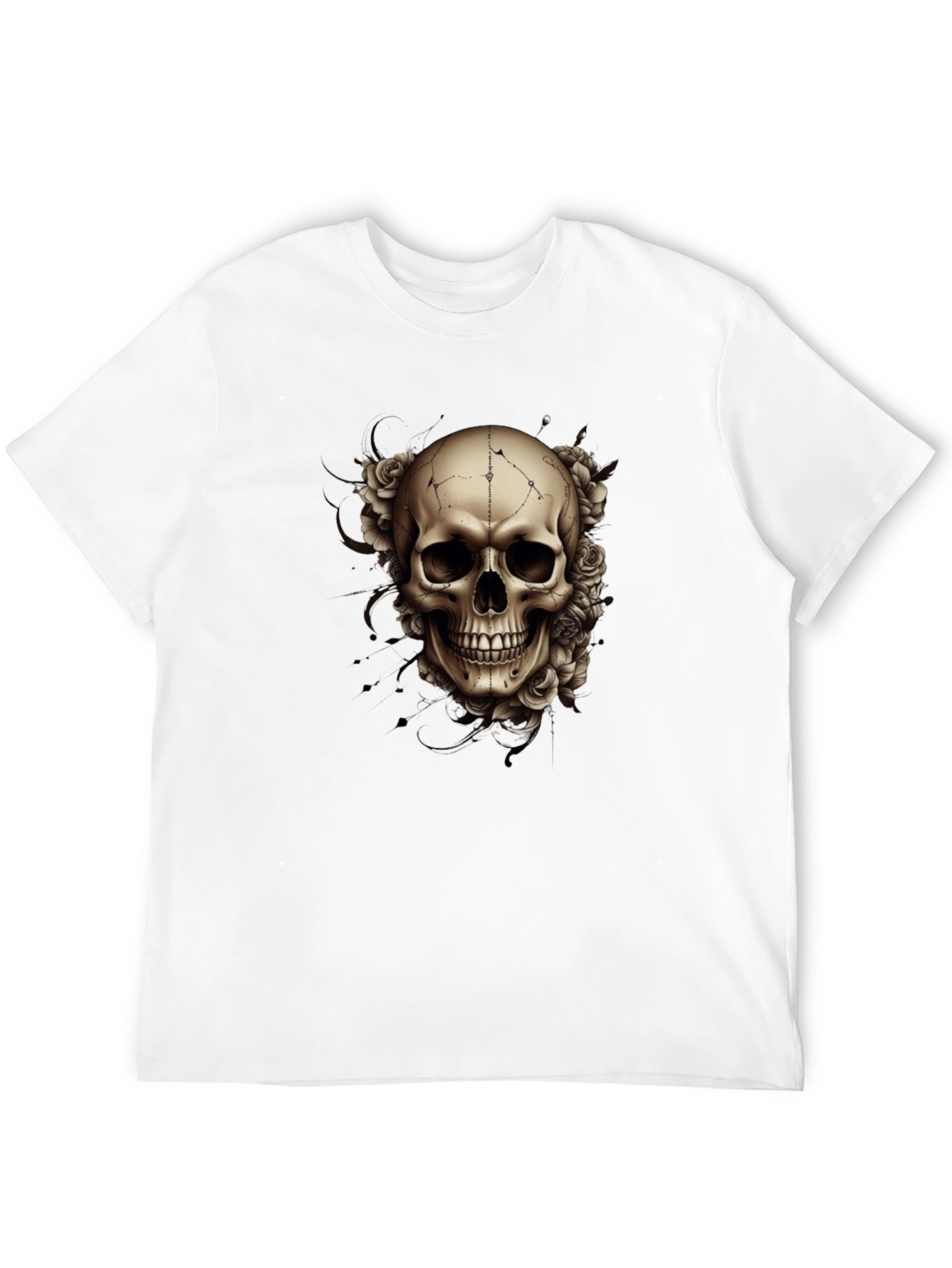 Skull & Roses Graphic Tee - Mens Black T-Shirt