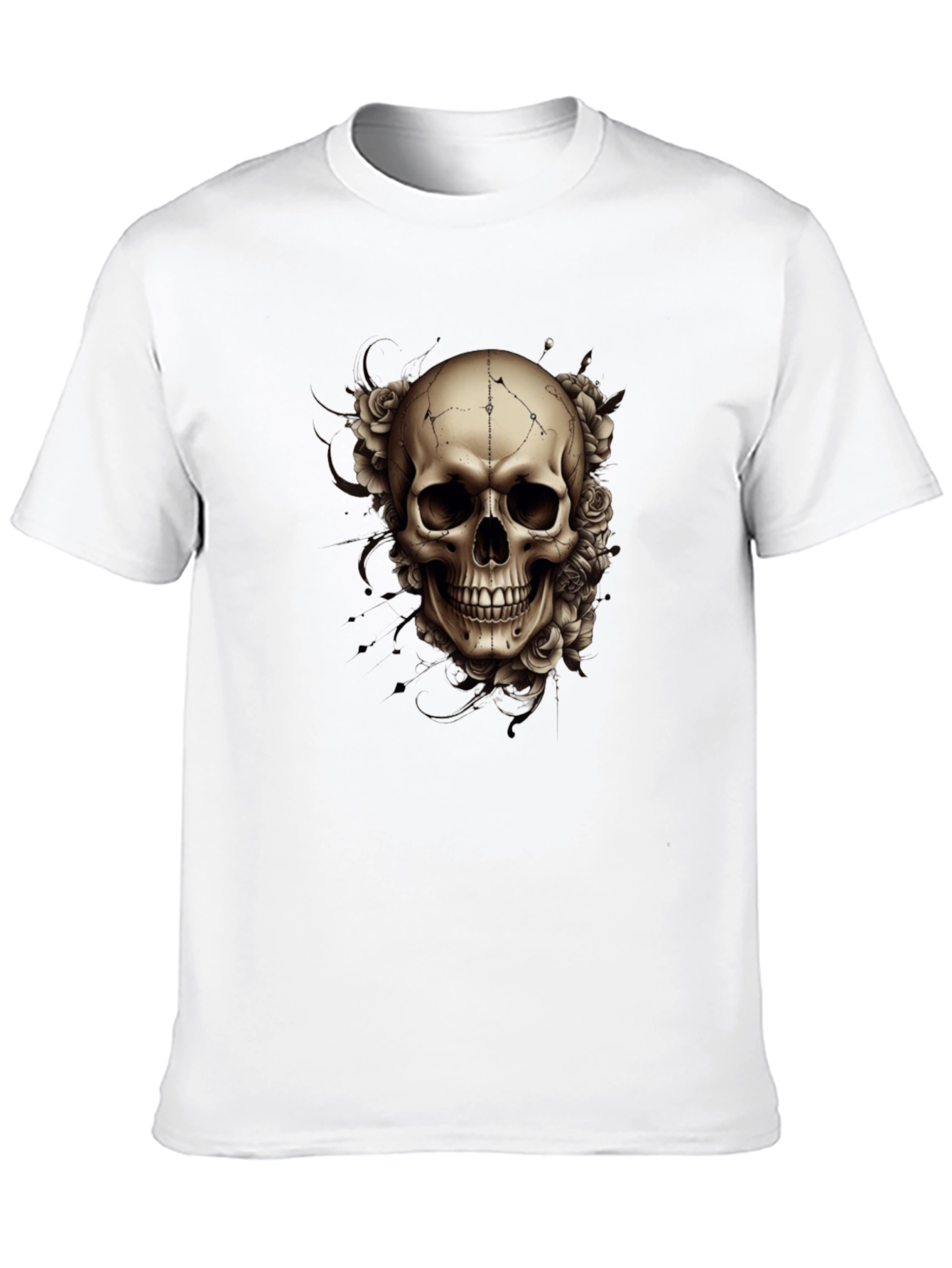 Skull & Roses Graphic Tee - Mens Black T-Shirt