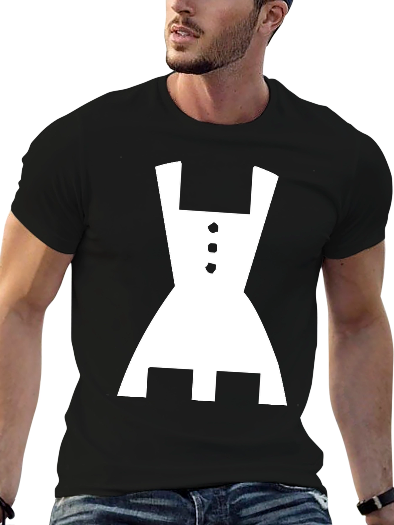 Black T-Shirt with White Dirndl Graphic