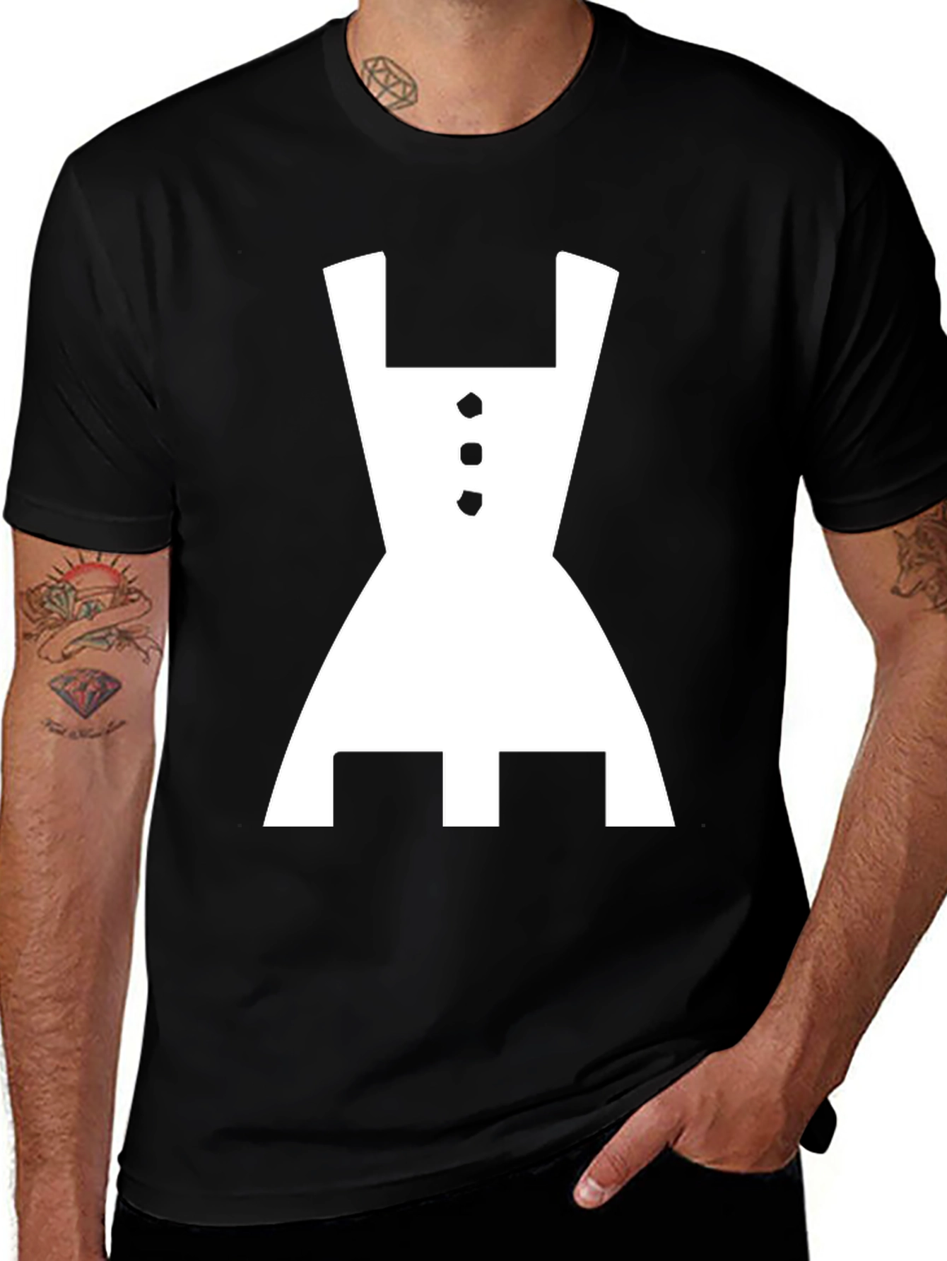 Black T-Shirt with White Dirndl Graphic