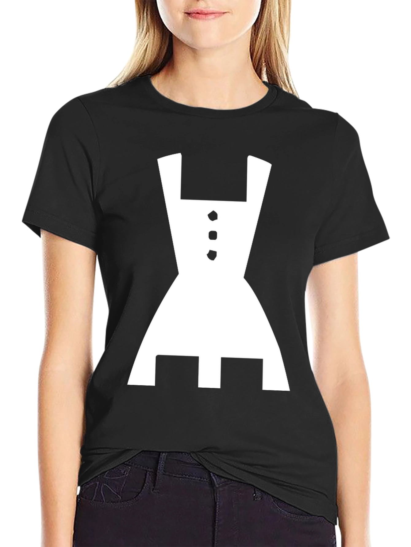 Black T-Shirt with White Dirndl Graphic