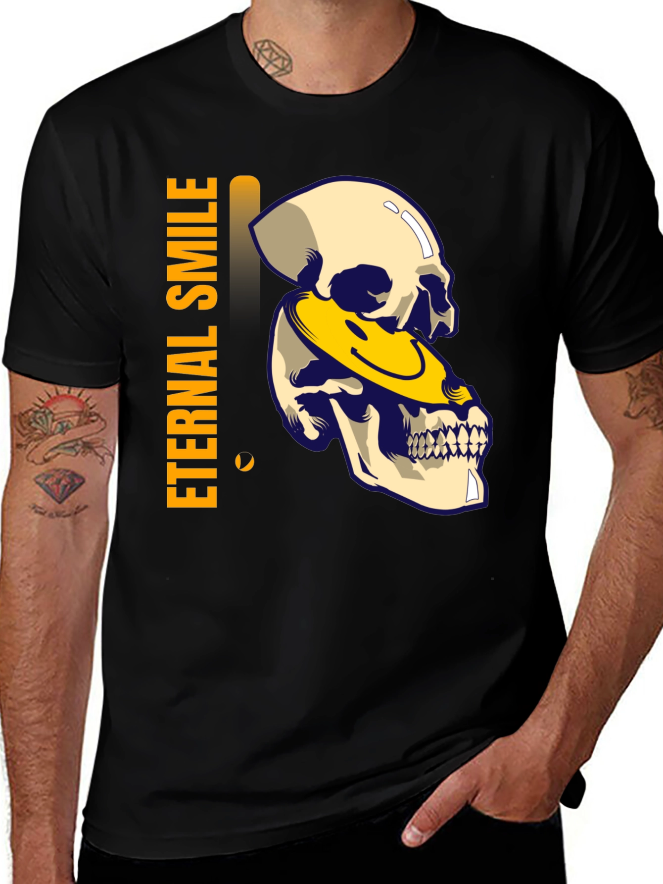 Eternal Smile Skull Graphic T-Shirt - Black