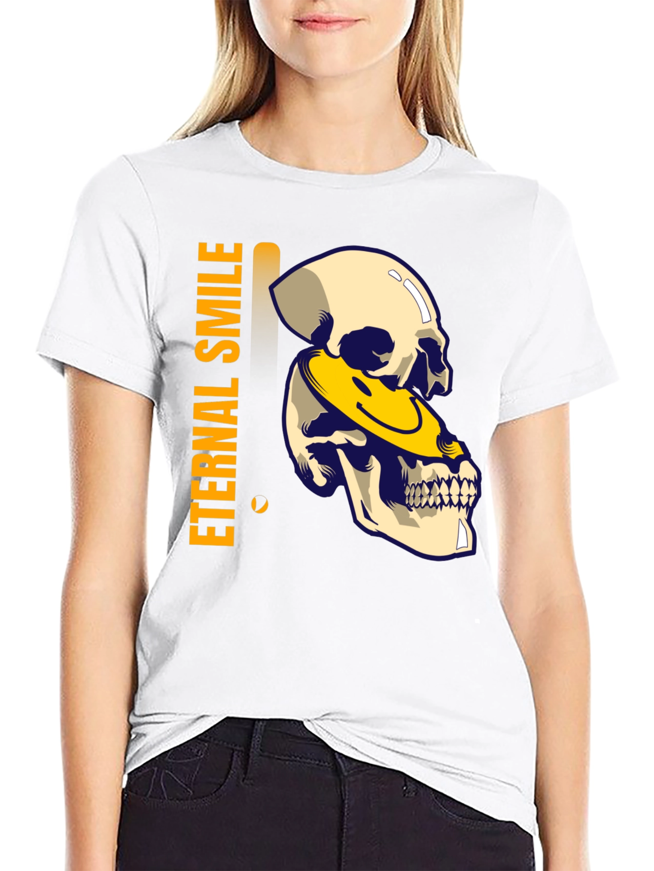 Eternal Smile Skull Graphic T-Shirt - Black