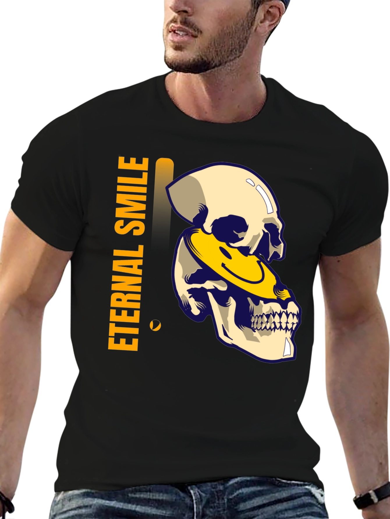 Eternal Smile Skull Graphic T-Shirt - Black