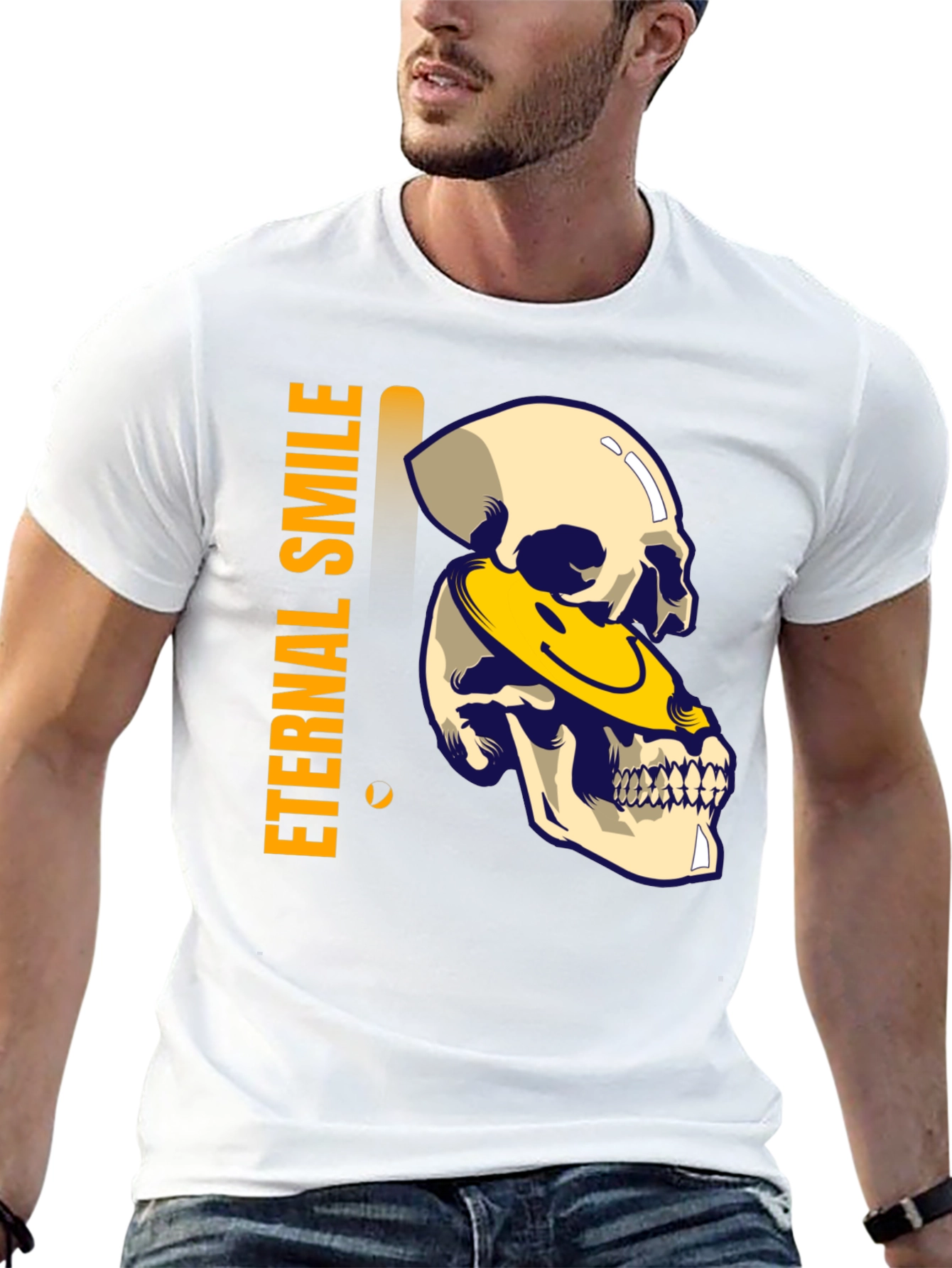 Eternal Smile Skull Graphic T-Shirt - Black