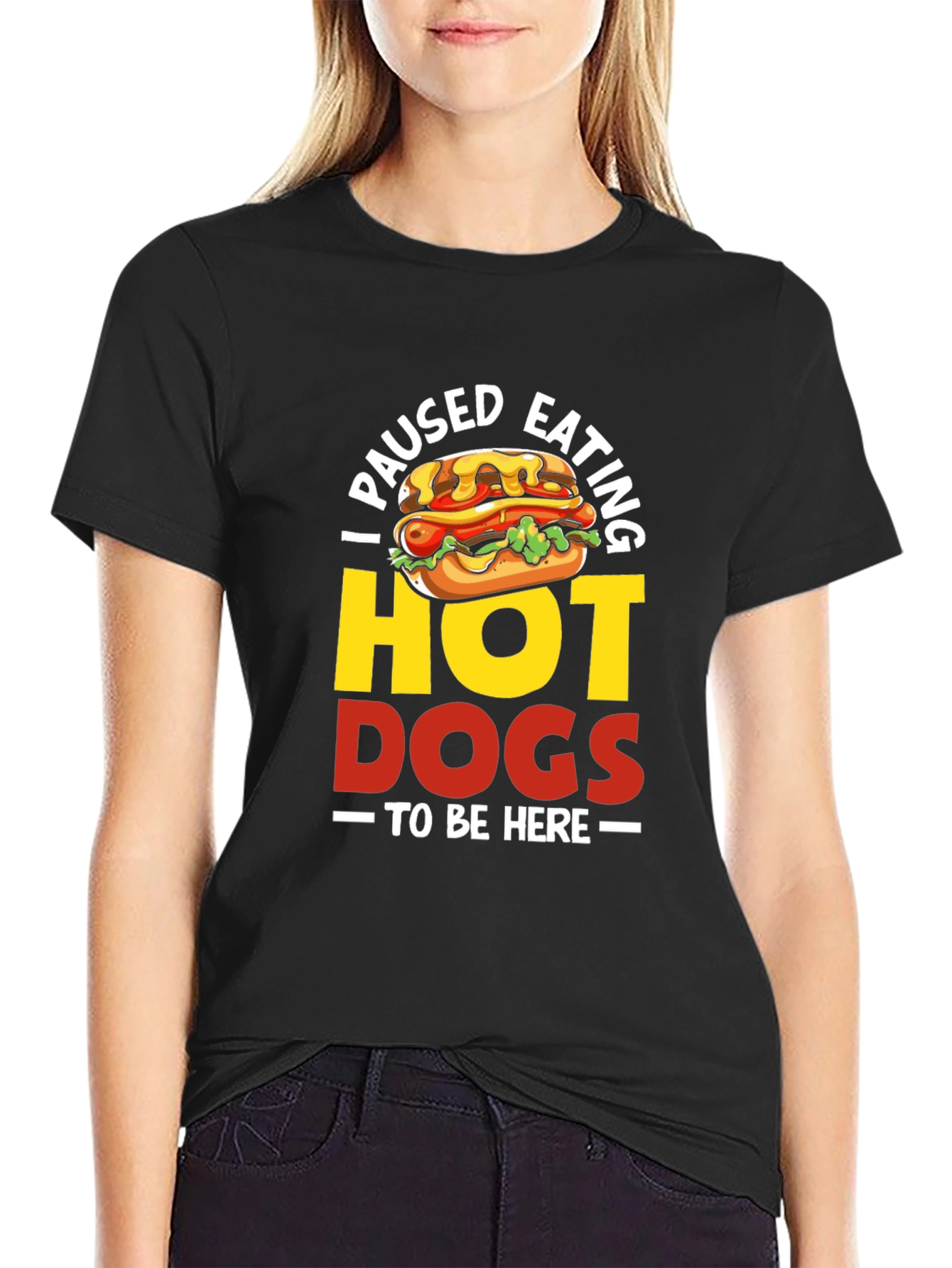 Funny Hot Dog Lover Black Graphic T-Shirt