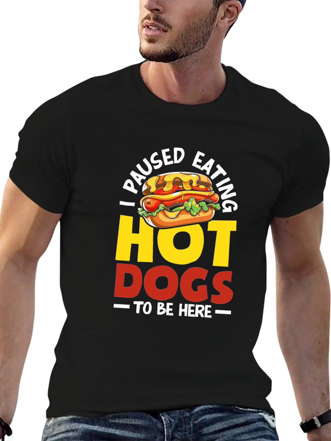 Funny Hot Dog Lover Black Graphic T-Shirt