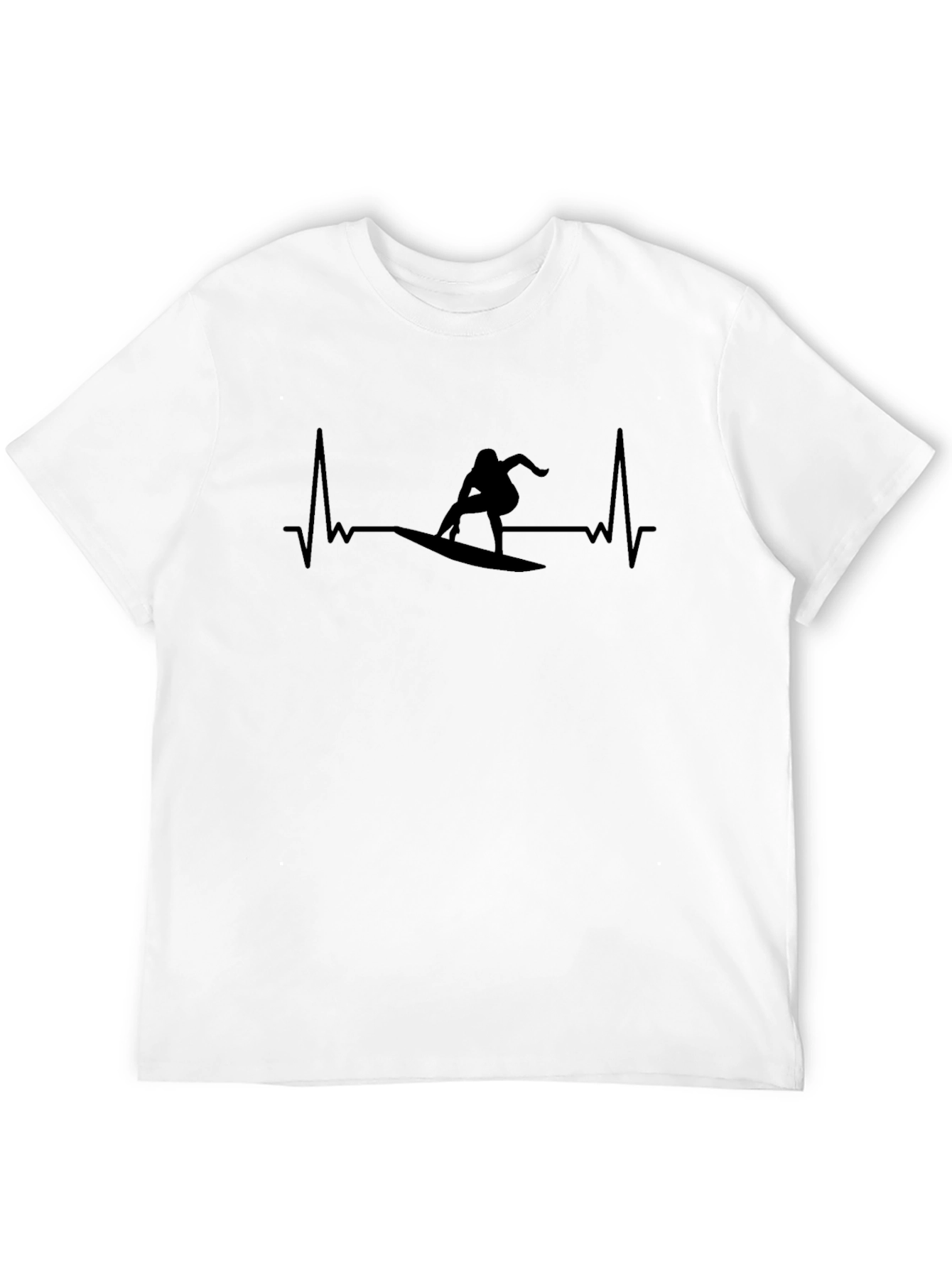 Surfer Heartbeat Graphic T-Shirt - Black