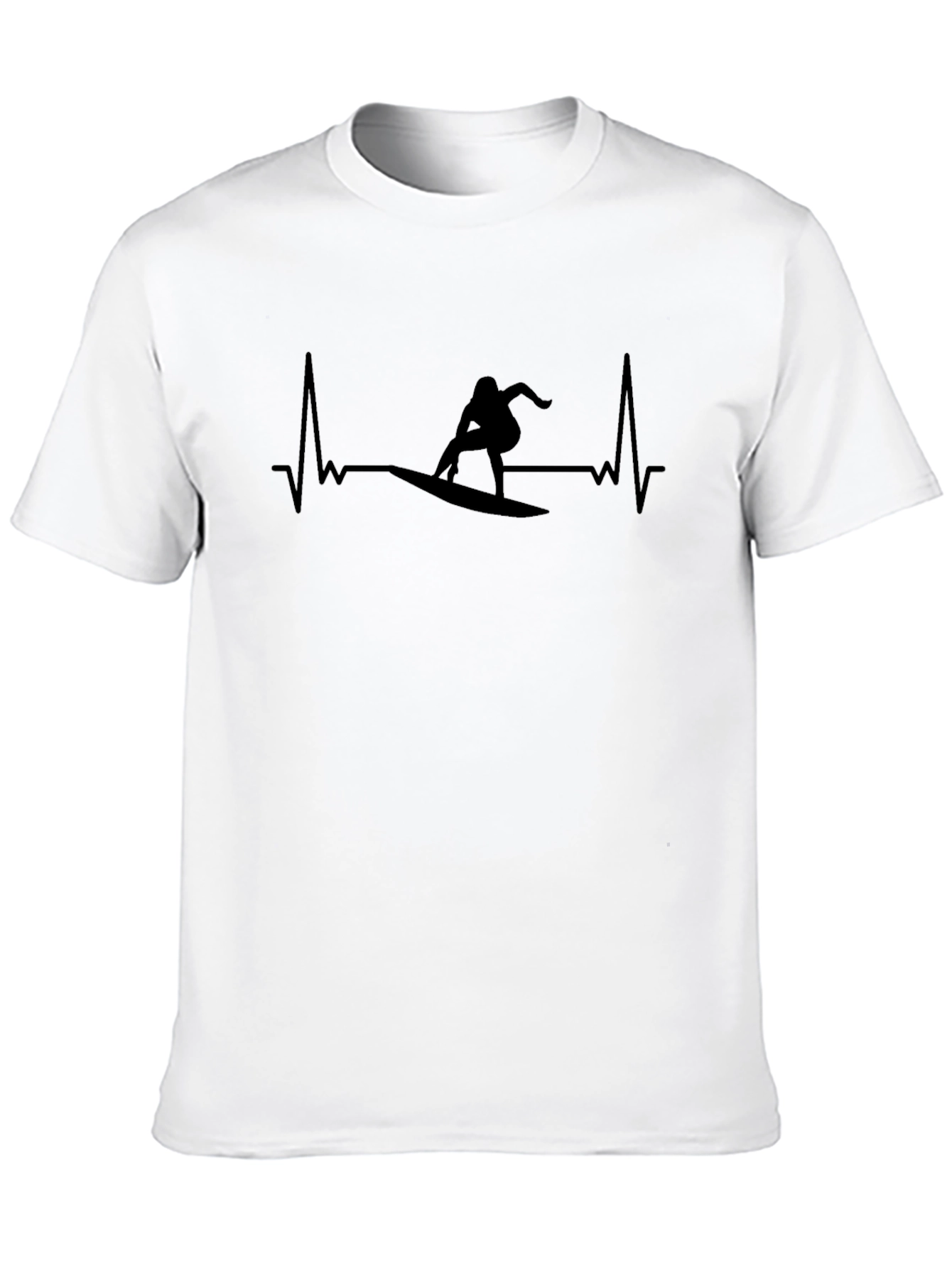Surfer Heartbeat Graphic T-Shirt - Black