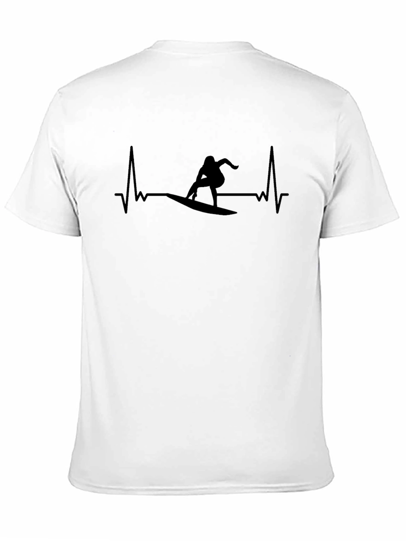 Surfer Heartbeat Graphic T-Shirt - Black