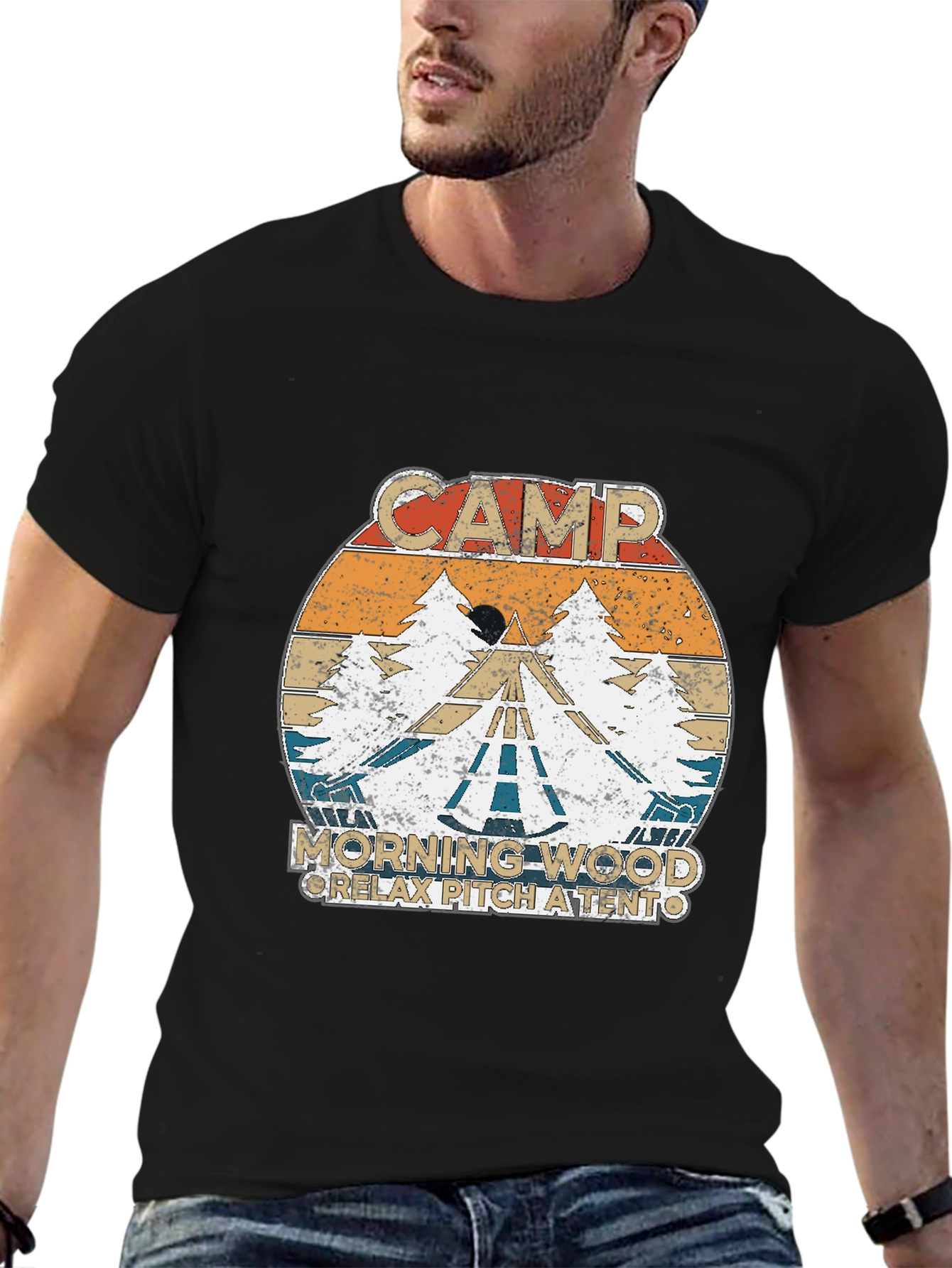 Camp Morning Wood Retro T-Shirt