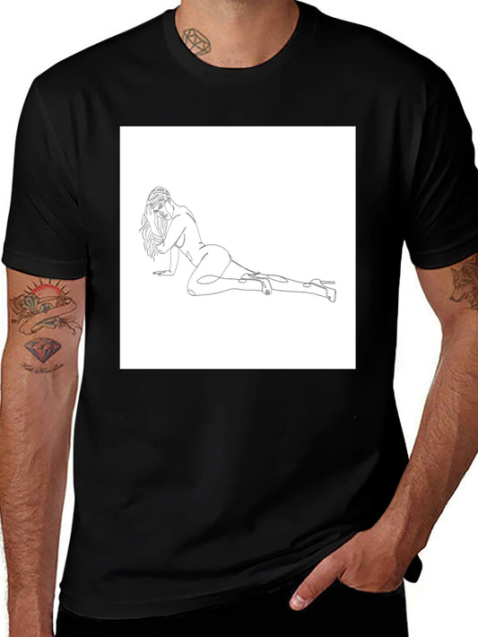 Line Art Woman Tee - Minimalist Graphic Shirt