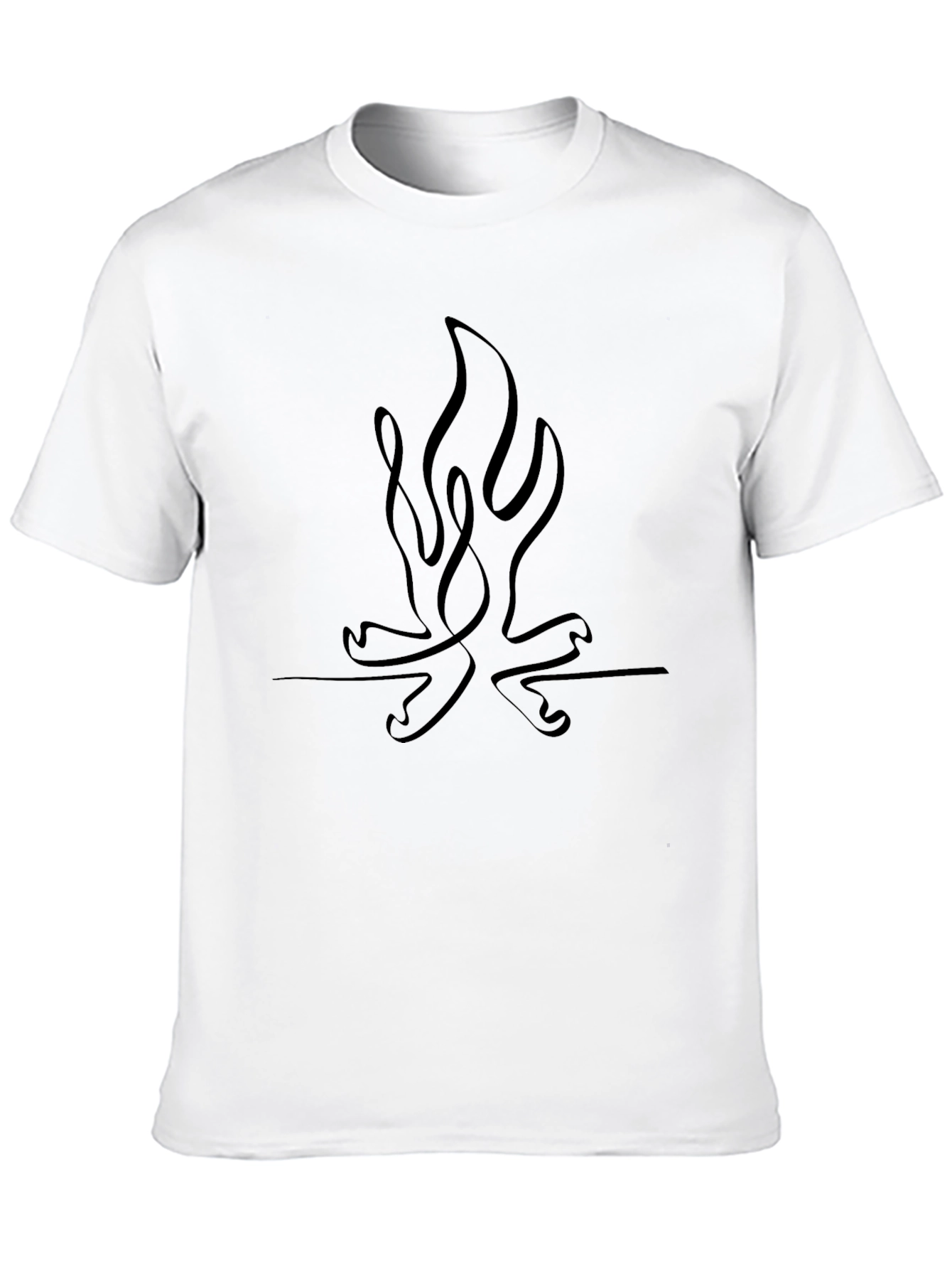 Minimalist Campfire Line Art T-Shirt