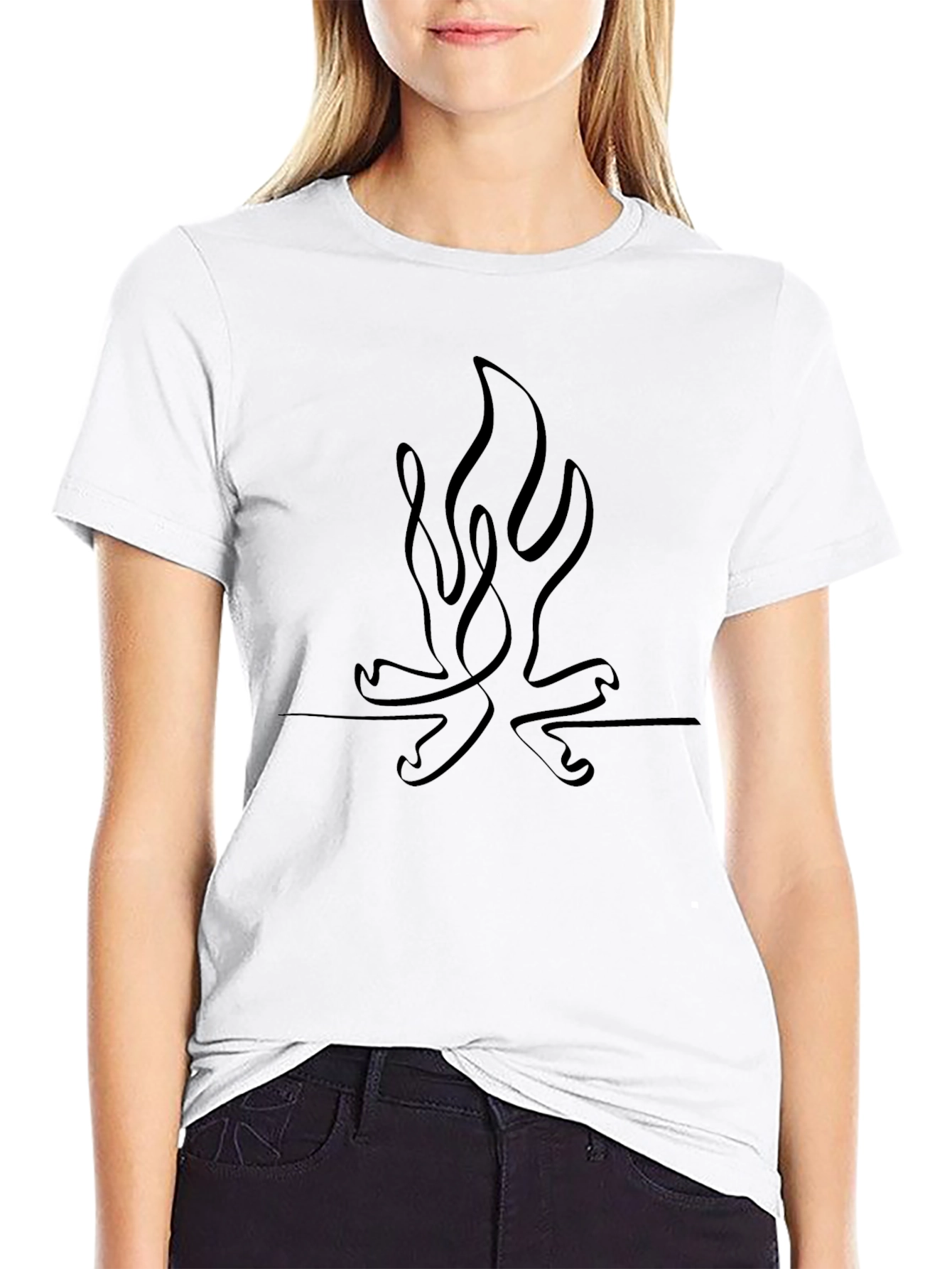 Minimalist Campfire Line Art T-Shirt