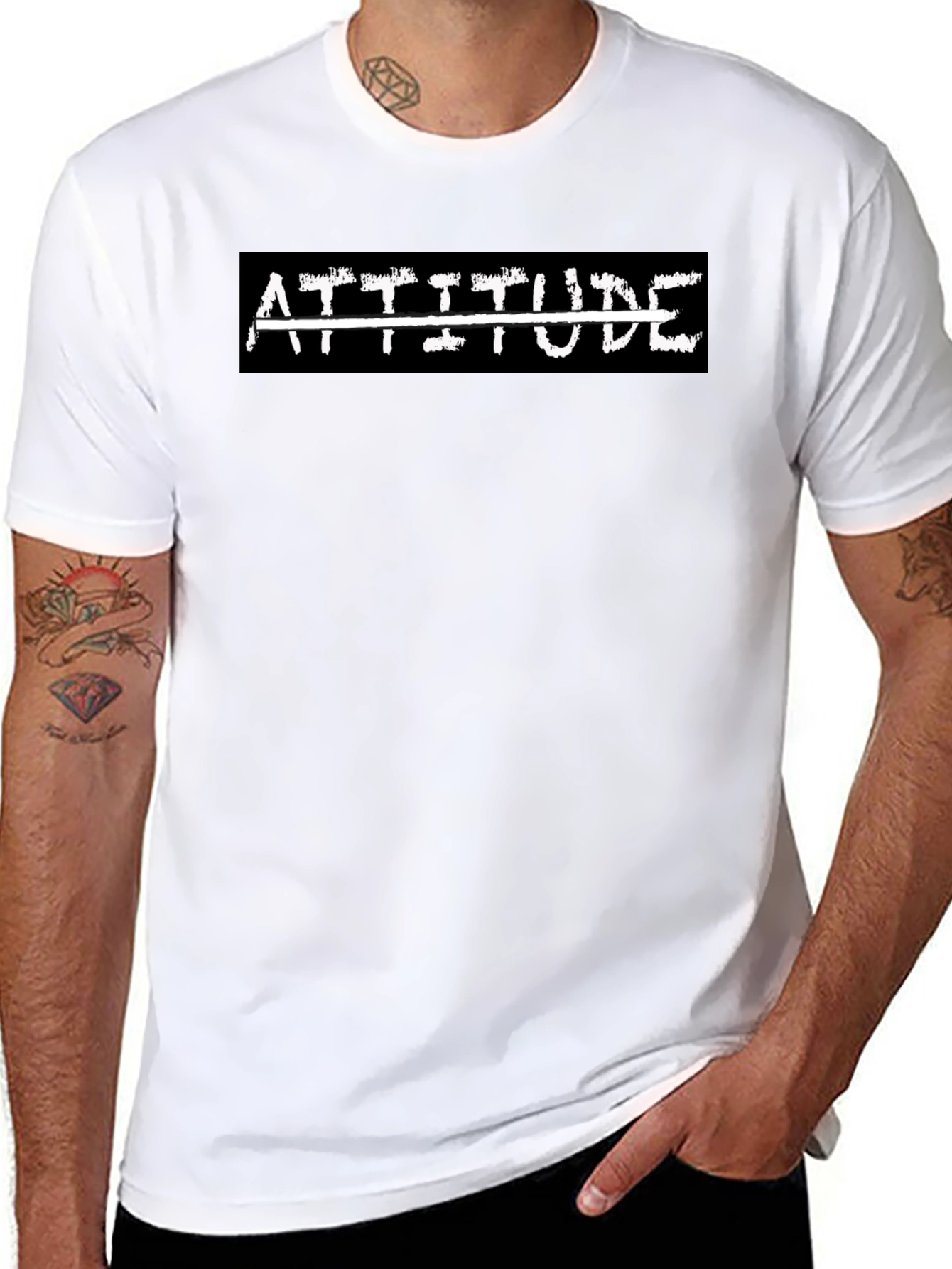 Attitude Graphic Tee - Mens Black Crew Neck T-Shirt