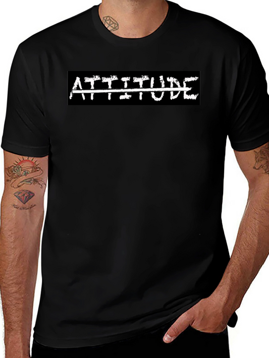 Attitude Graphic Tee - Mens Black Crew Neck T-Shirt