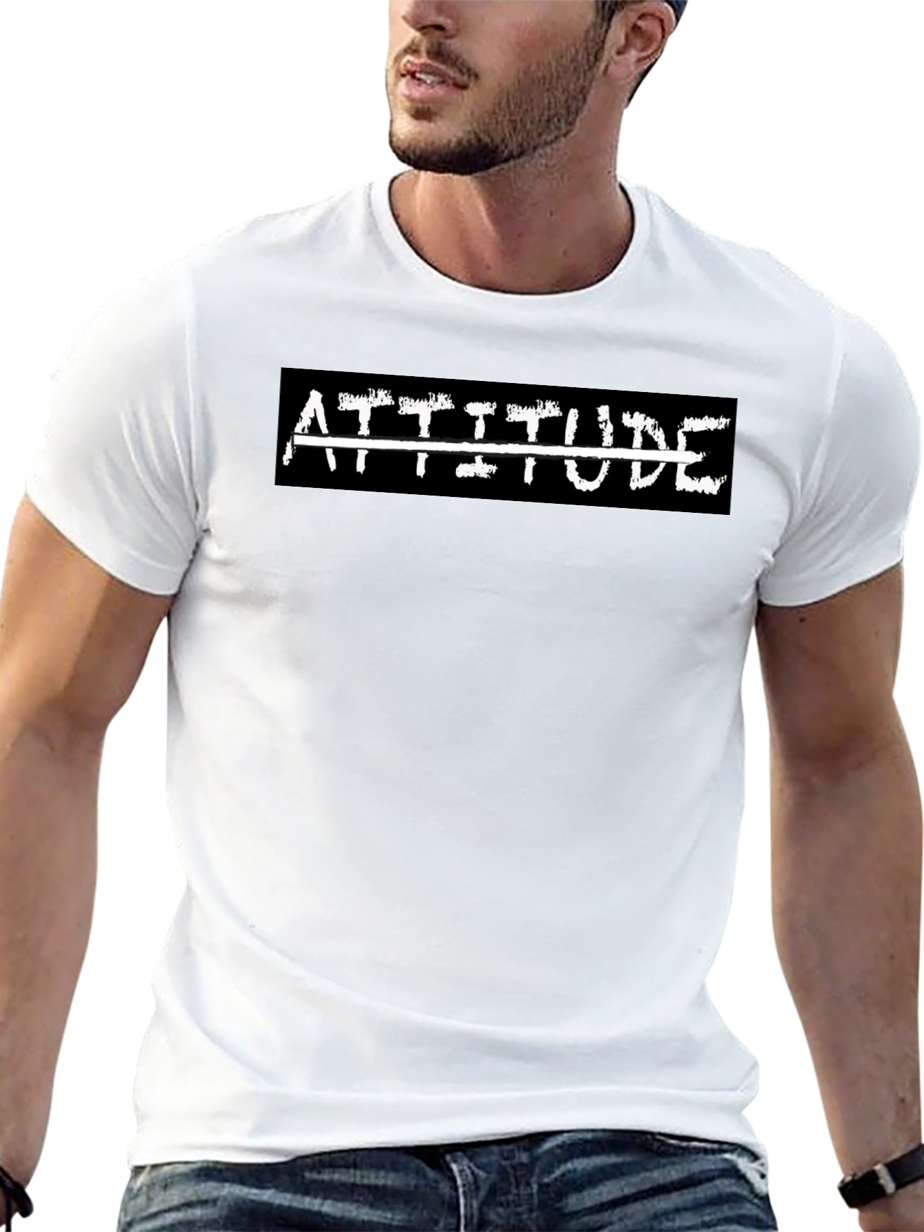 Attitude Graphic Tee - Mens Black Crew Neck T-Shirt