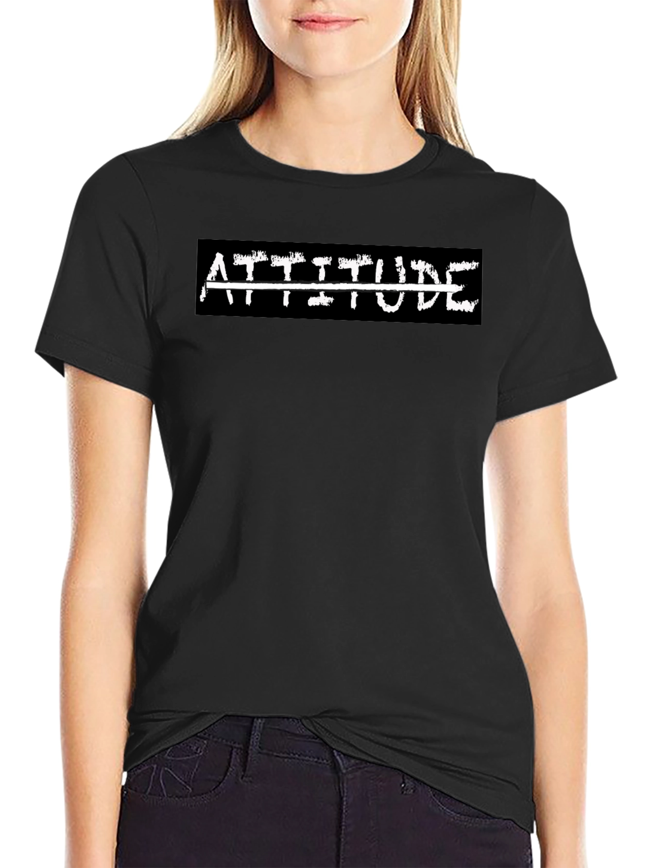 Attitude Graphic Tee - Mens Black Crew Neck T-Shirt