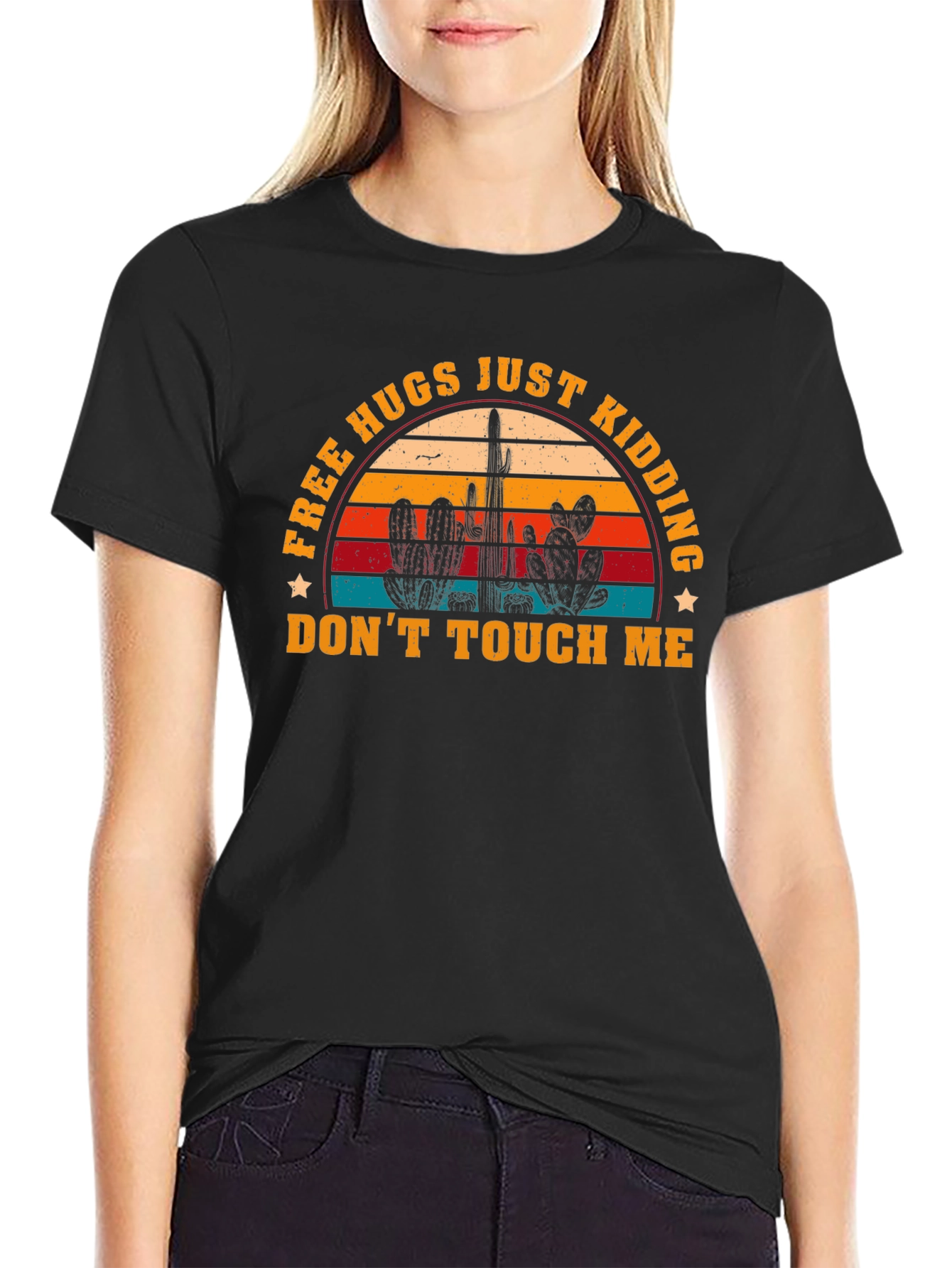 Free Hugs Just Kidding Dont Touch Me Graphic T-Shirt