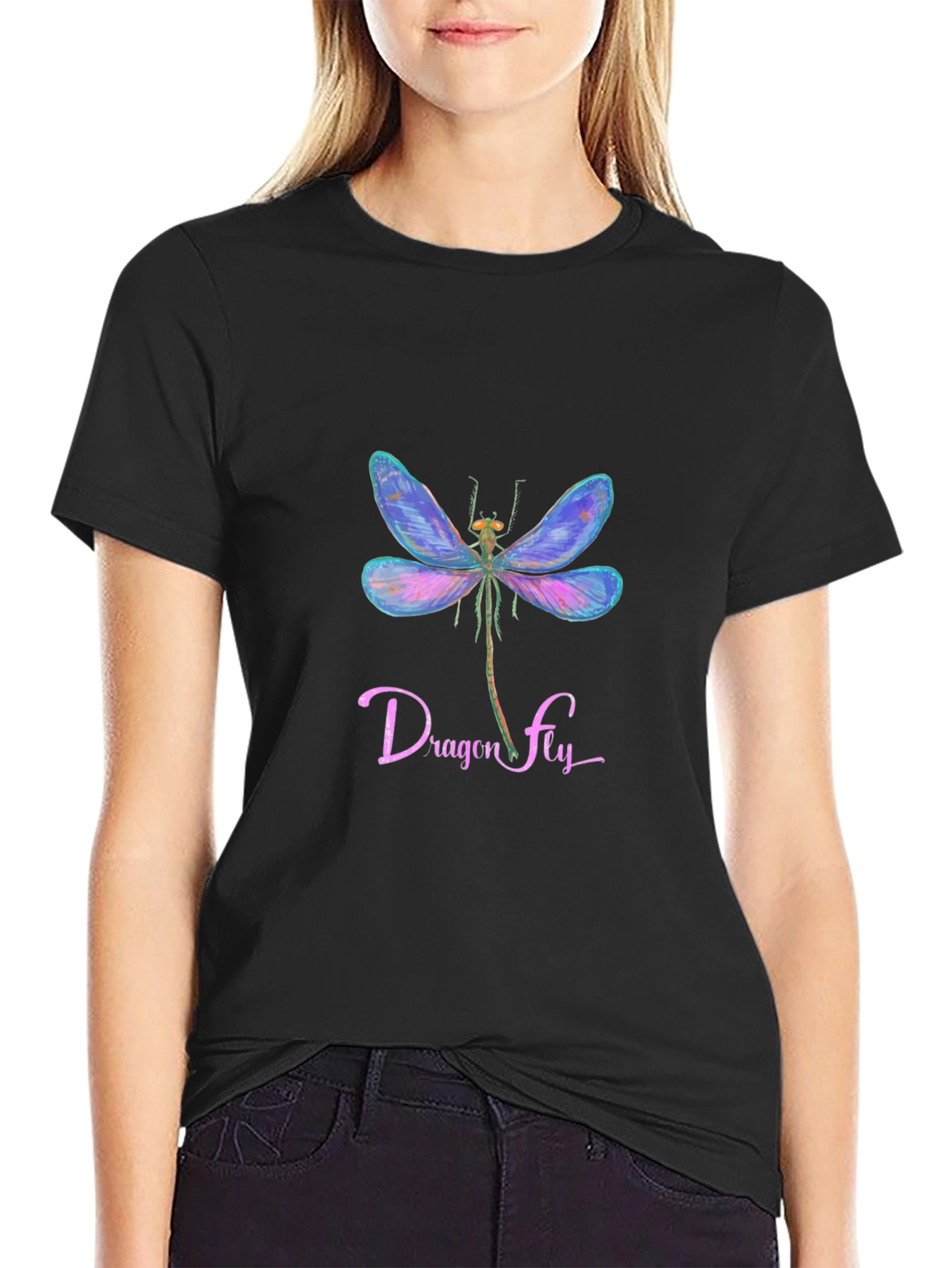 Dragonfly Graphic Black T-Shirt