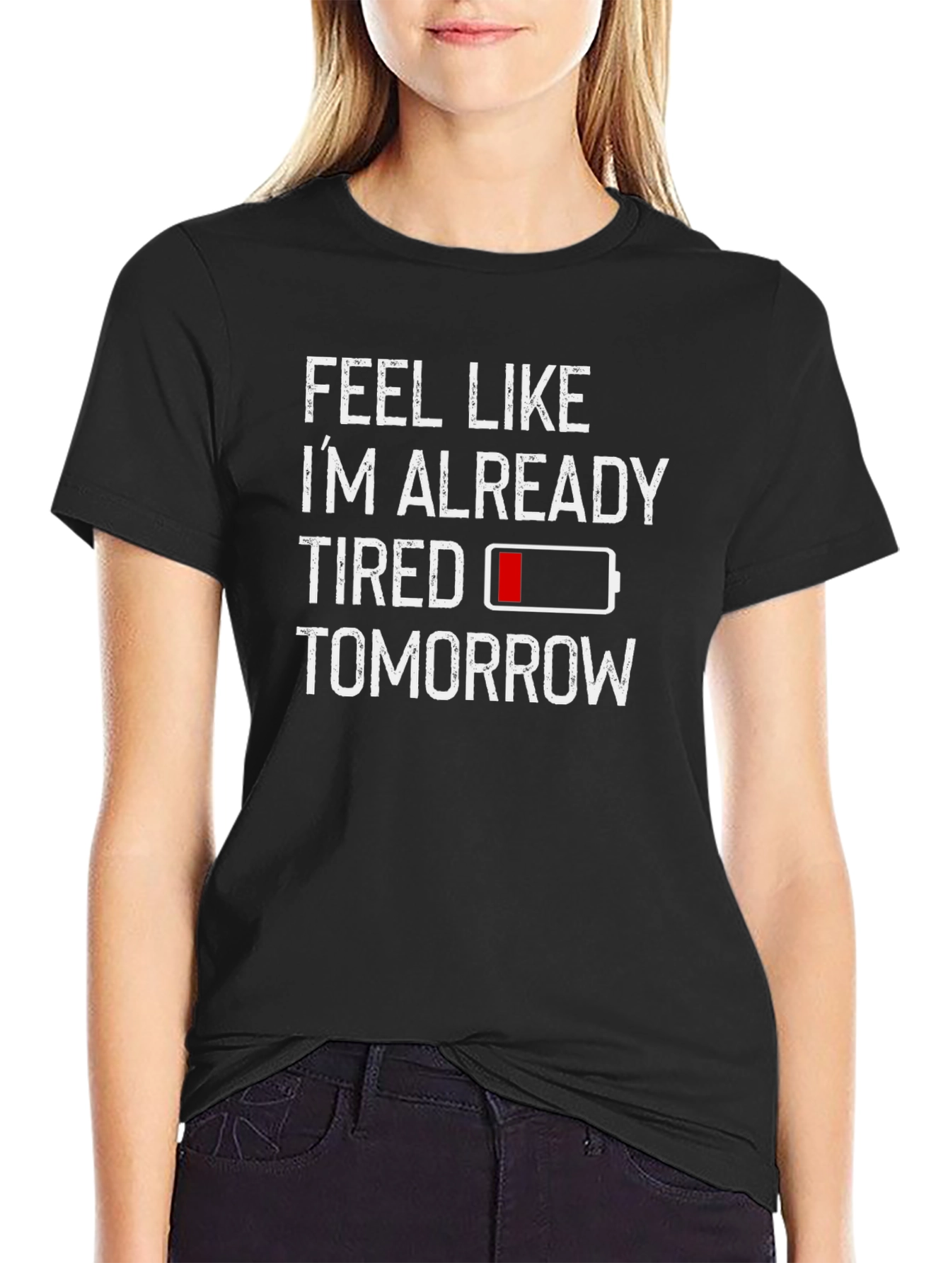 Funny Tired Tomorrow Black Graphic T-Shirt
