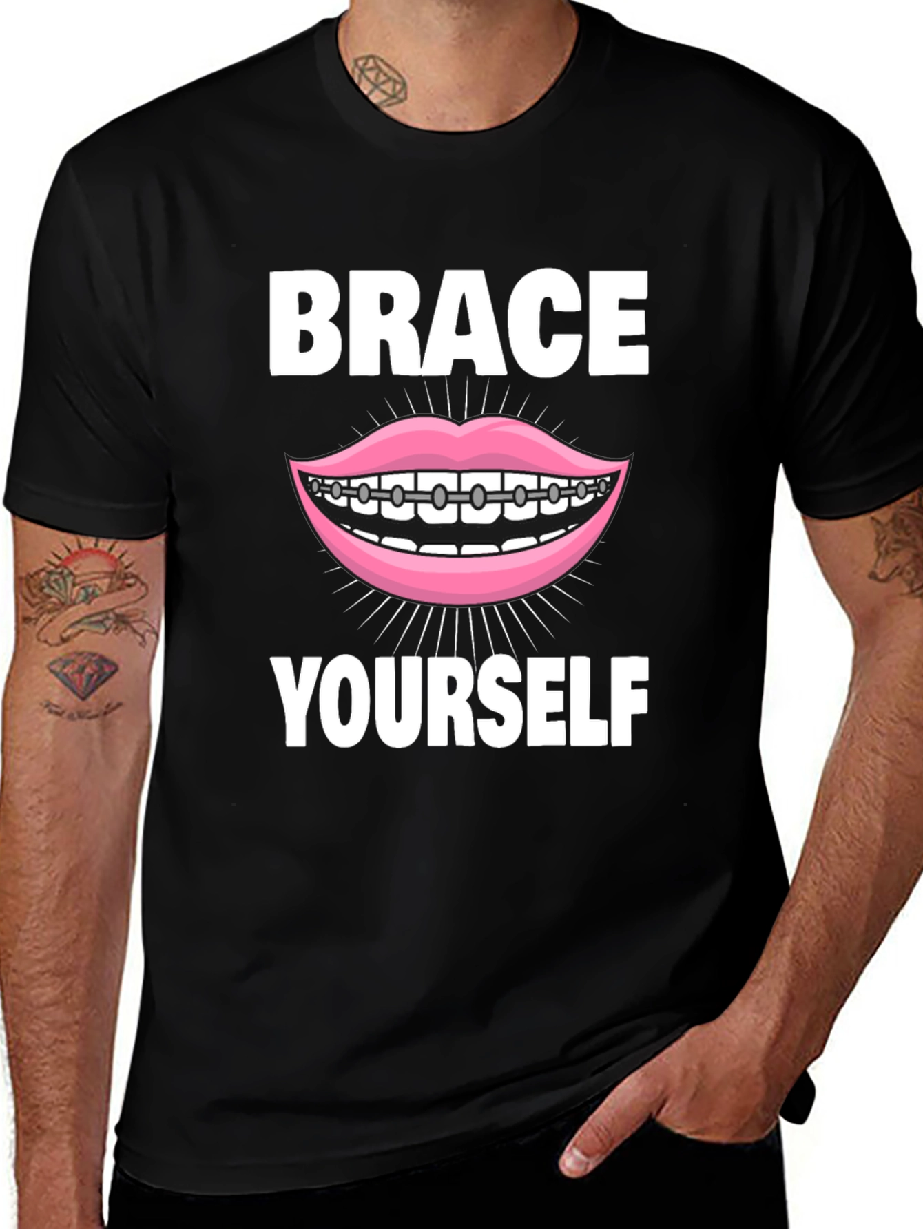 Brace Yourself T-Shirt - Funny Dental Pun Tee