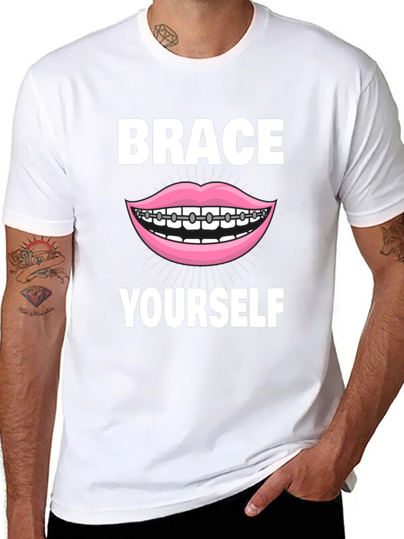 Brace Yourself T-Shirt - Funny Dental Pun Tee