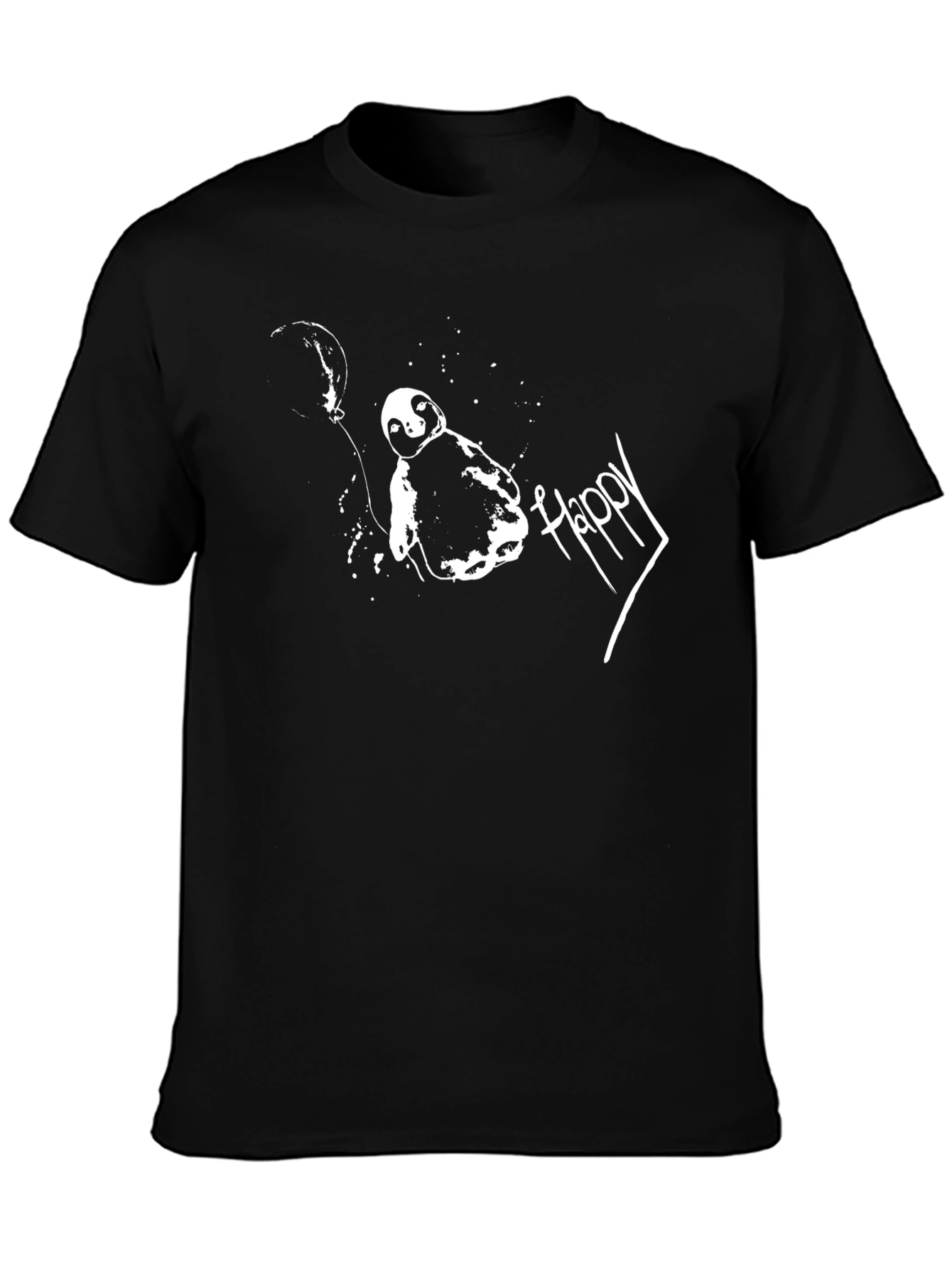 Sloth Balloon Happy T-Shirt - Black