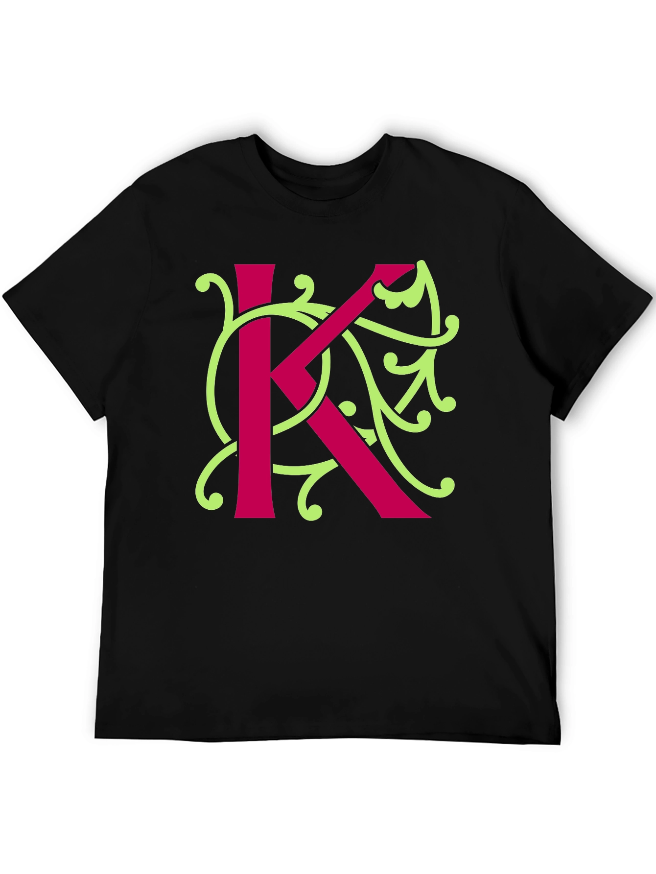 Initial K Floral Design T-Shirt
