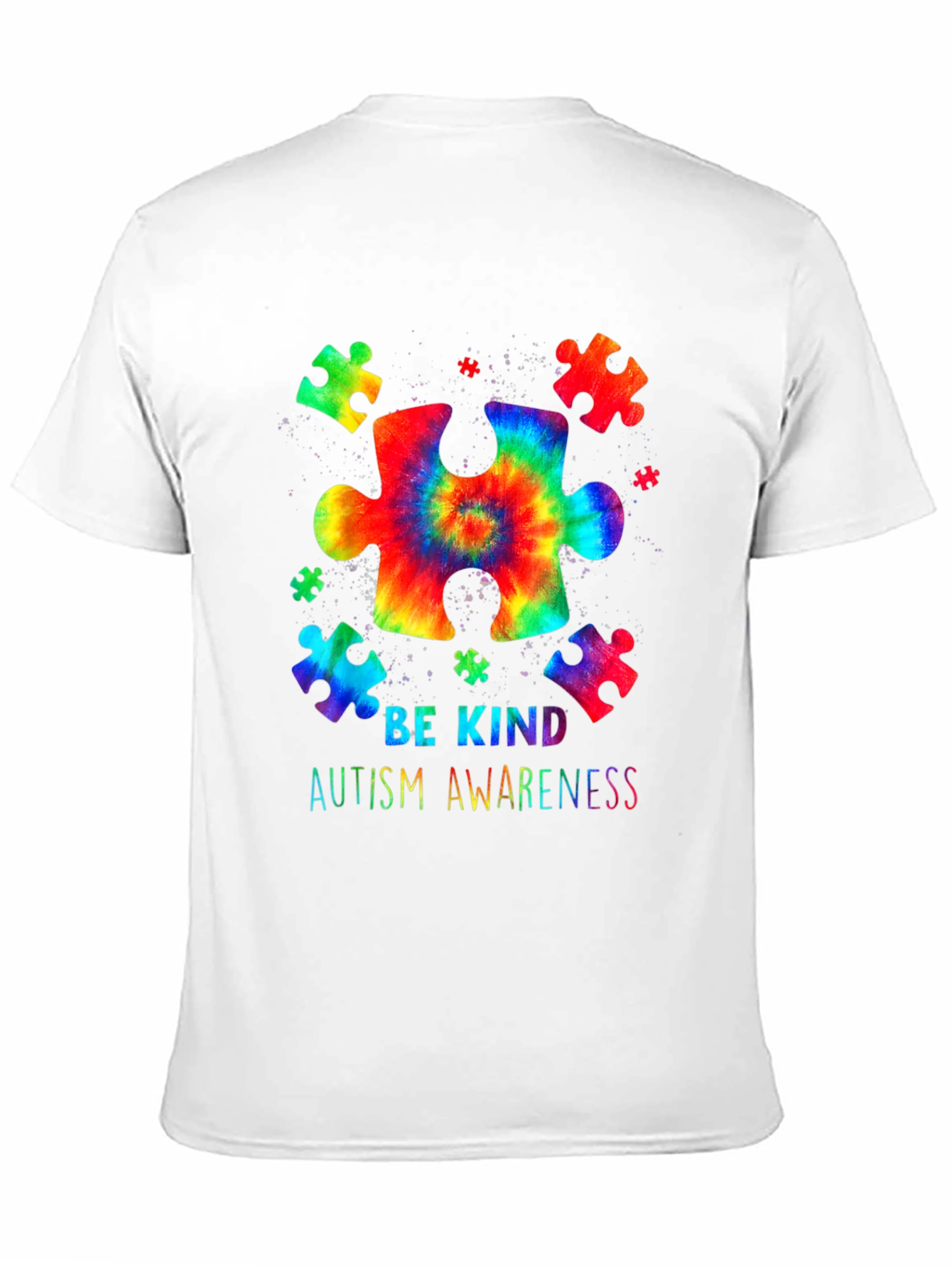 Autism Awareness Be Kind Tie Dye Puzzle T-Shirt
