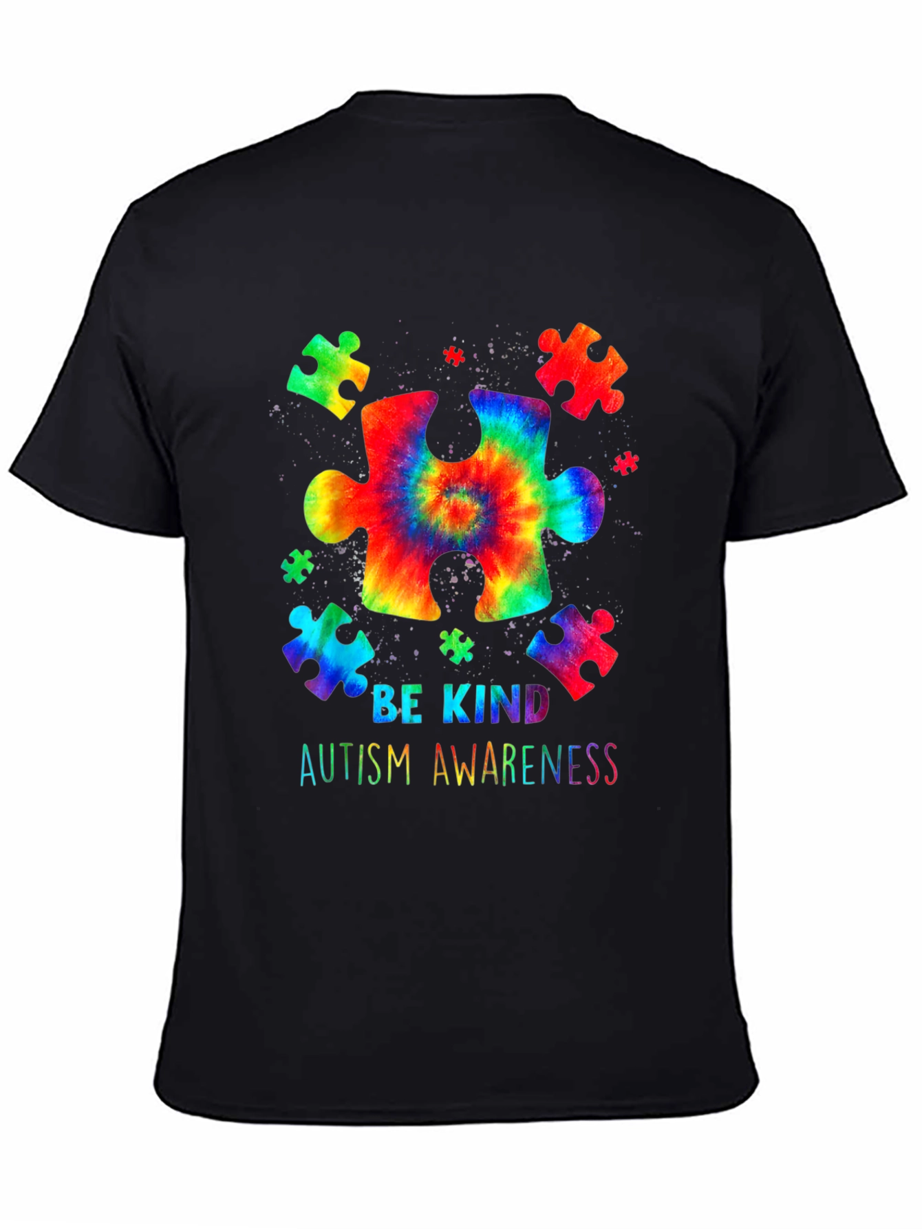 Autism Awareness Be Kind Tie Dye Puzzle T-Shirt