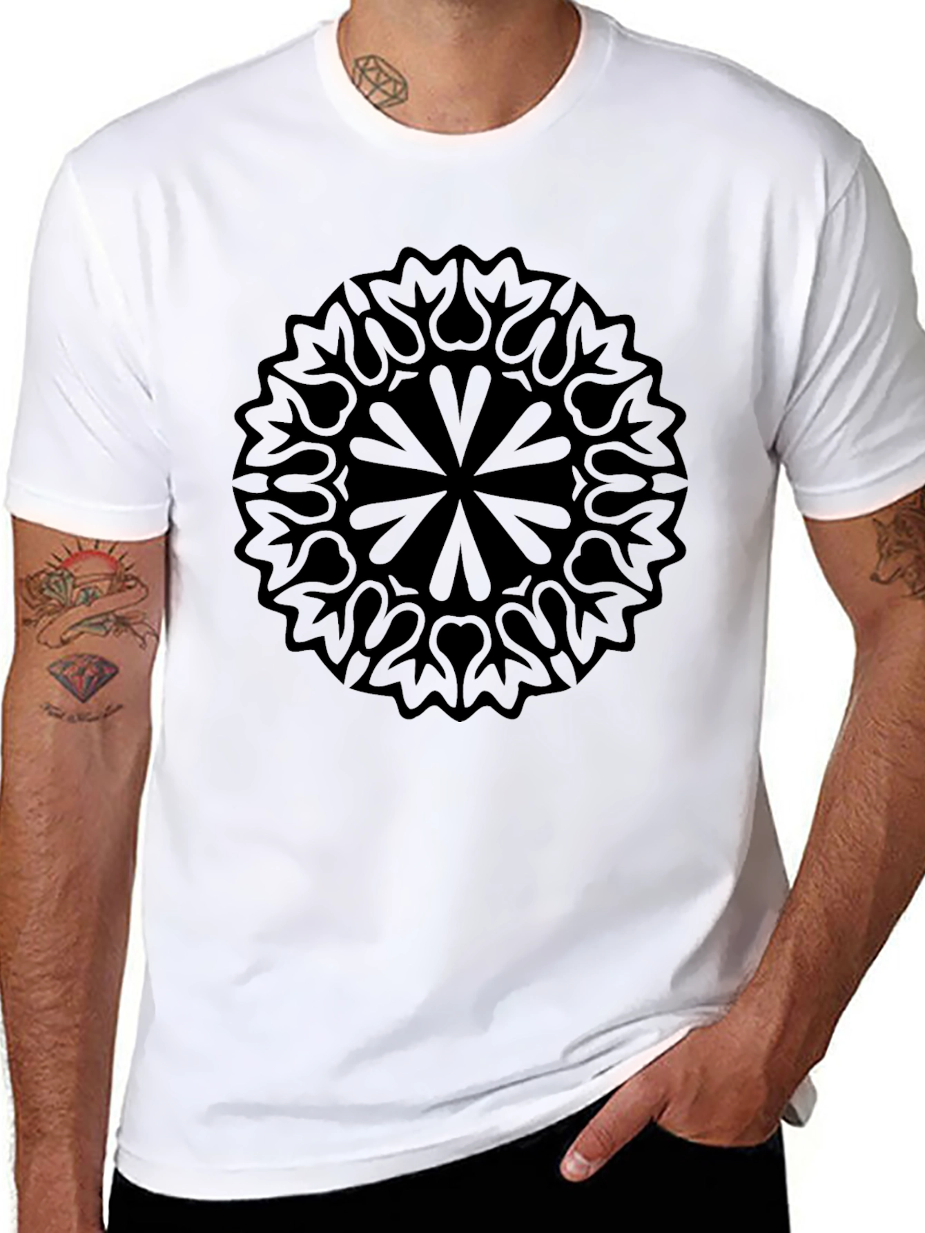 Black Mandala Graphic Tee - Stylish Comfort