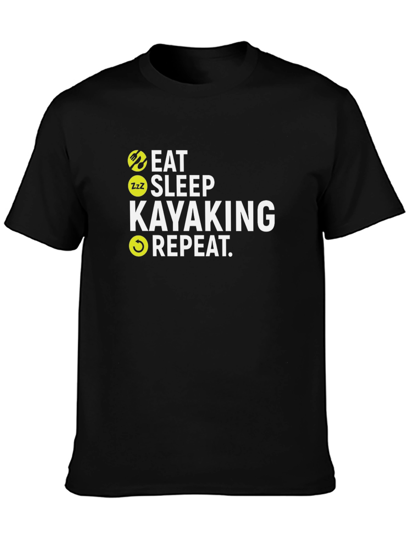Eat Sleep Kayaking Repeat Black T-Shirt