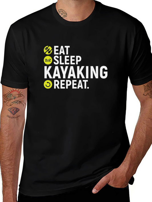 Eat Sleep Kayaking Repeat Black T-Shirt