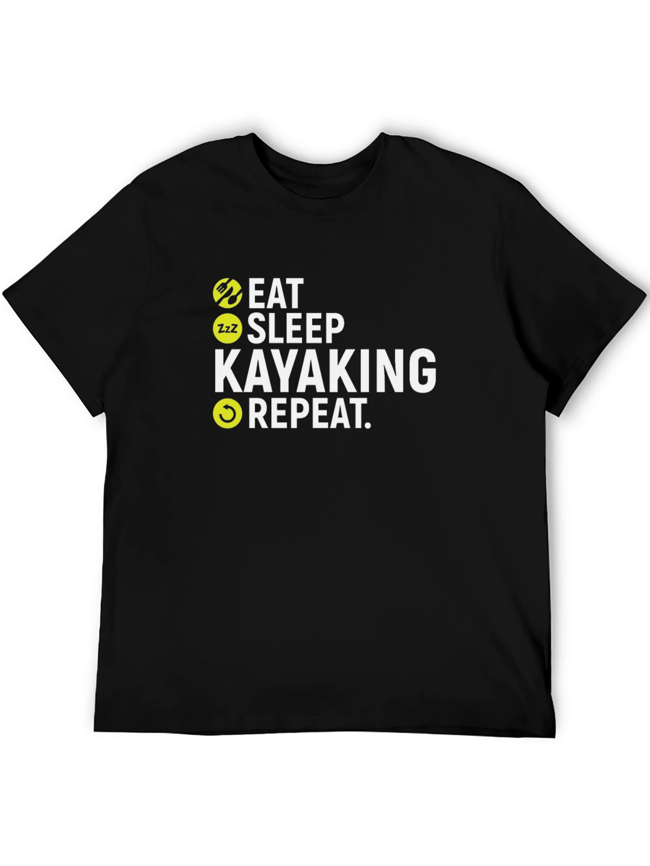 Eat Sleep Kayaking Repeat Black T-Shirt