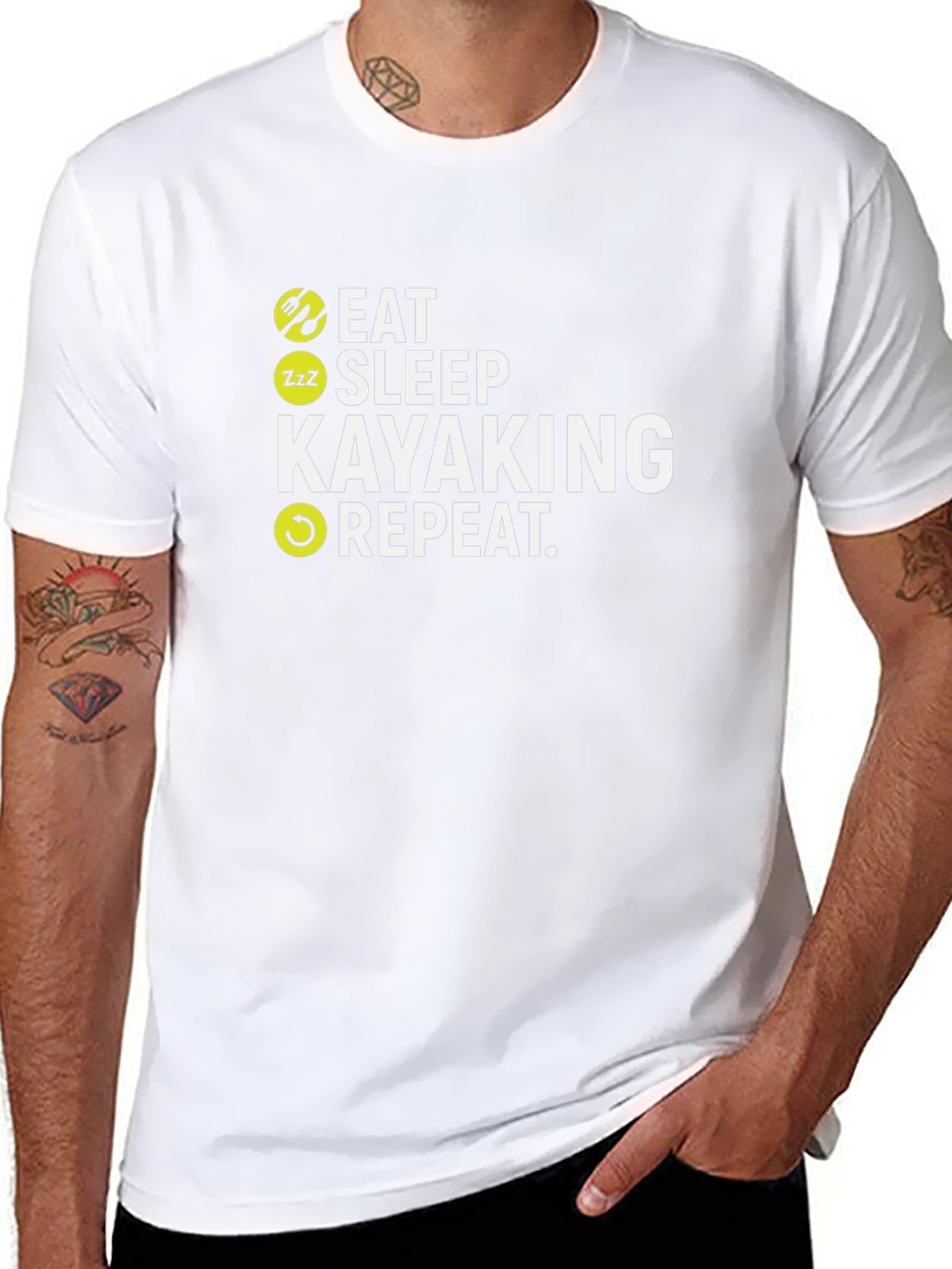 Eat Sleep Kayaking Repeat Black T-Shirt