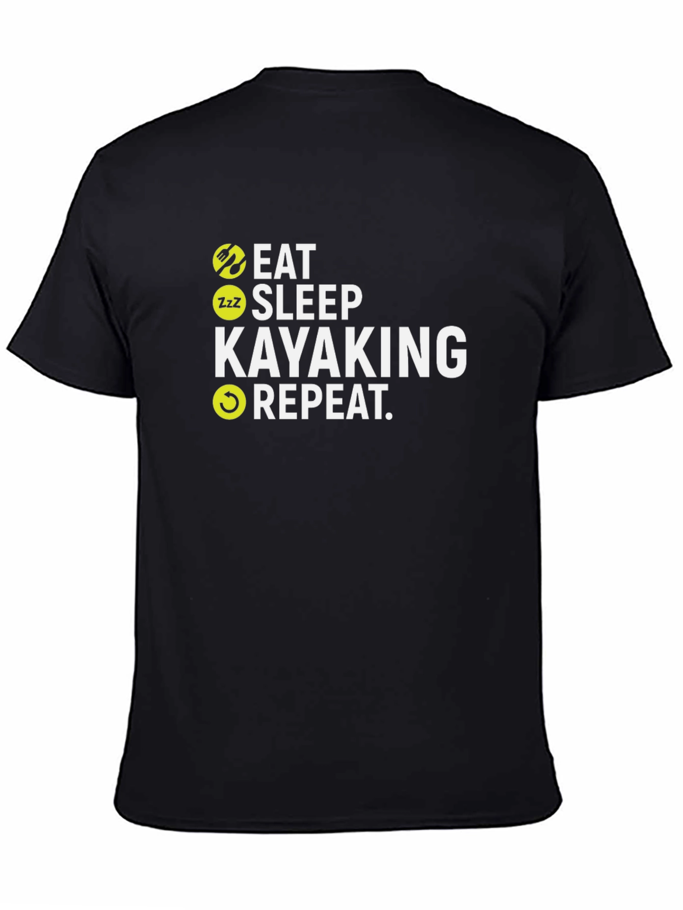 Eat Sleep Kayaking Repeat Black T-Shirt
